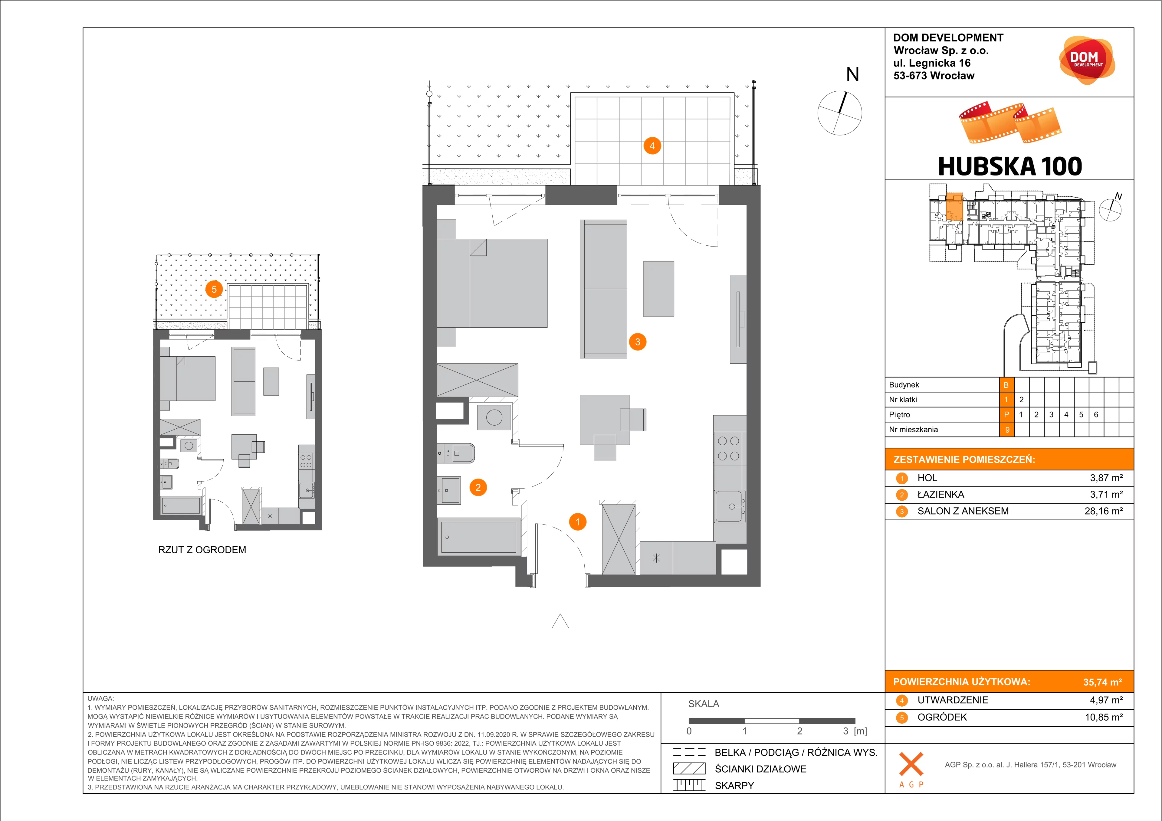 1 pokój, mieszkanie 35,74 m², parter, oferta nr B/9, Hubska 100, Wrocław, Huby, Krzyki, ul. Paczkowska