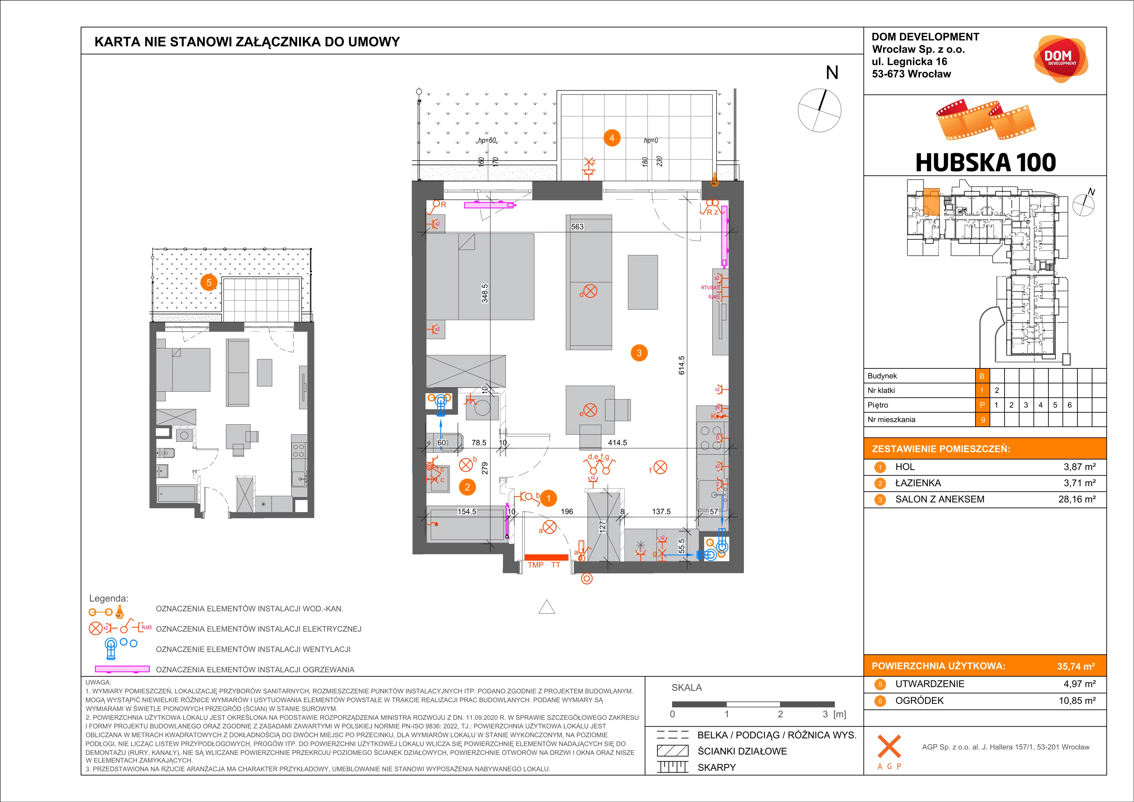 1 pokój, mieszkanie 35,74 m², parter, oferta nr B/9, Hubska 100, Wrocław, Huby, Krzyki, ul. Paczkowska