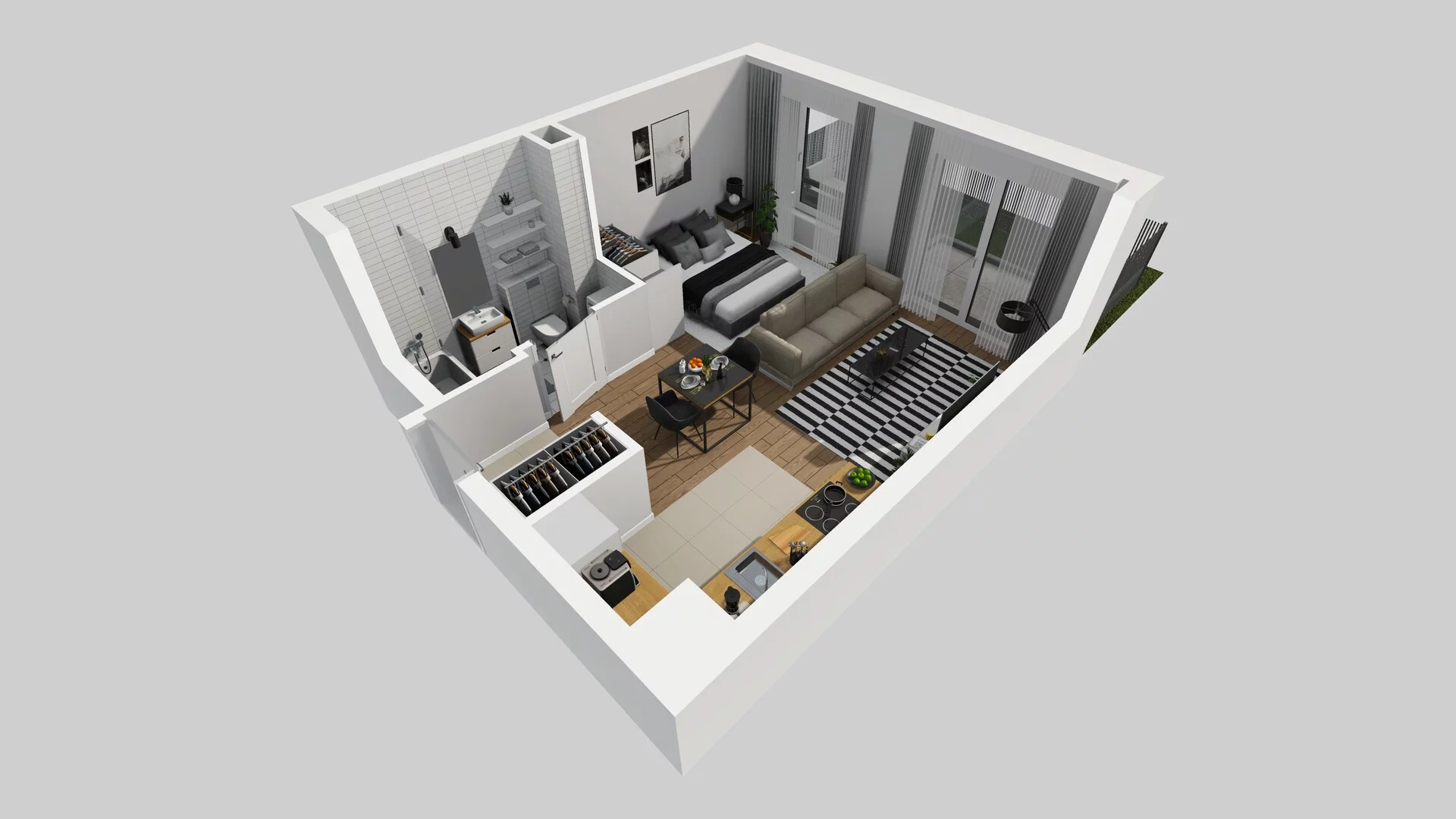 1 pokój, mieszkanie 35,74 m², parter, oferta nr B/9, Hubska 100, Wrocław, Huby, Krzyki, ul. Paczkowska