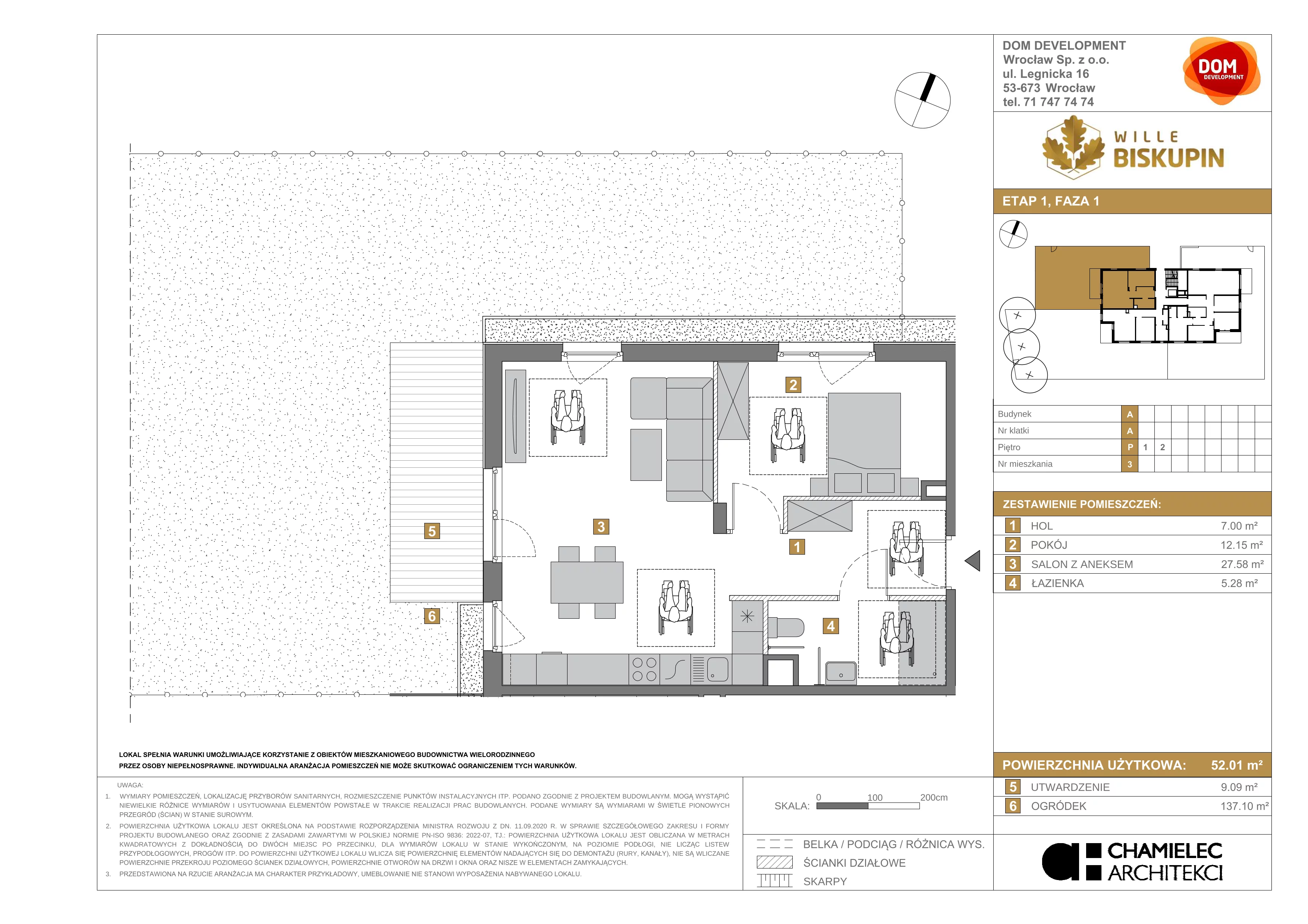 Mieszkanie 52,01 m², parter, oferta nr A/3, Wille Biskupin, Wrocław, Biskupin-Sępolno-Dąbie-Bartoszowice, Śródmieście, ul. Braci Gierymskich 156