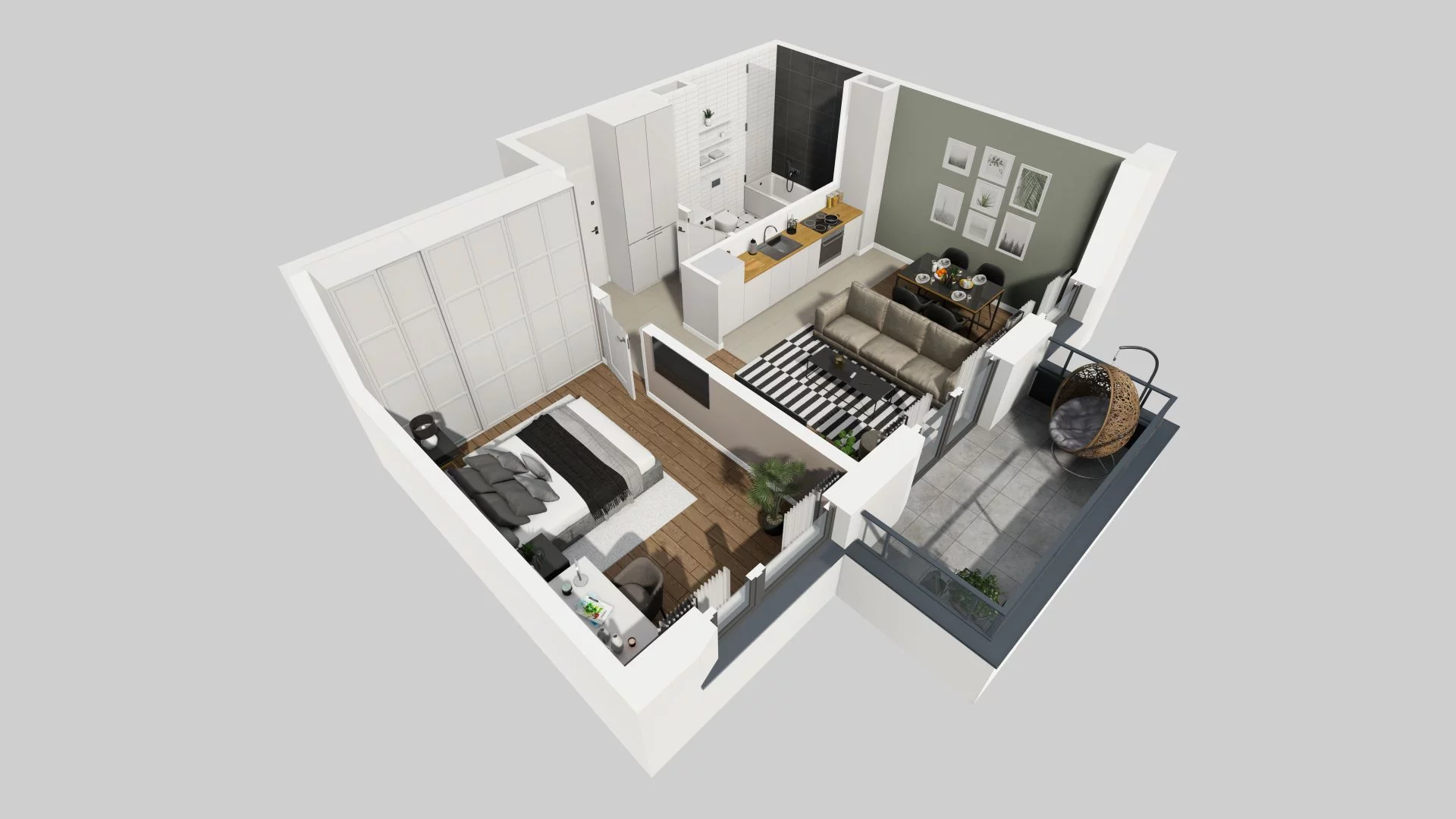 2 pokoje, mieszkanie 45,06 m², piętro 1, oferta nr J/5, Wille Biskupin, Wrocław, Biskupin-Sępolno-Dąbie-Bartoszowice, Śródmieście, ul. Braci Gierymskich 156