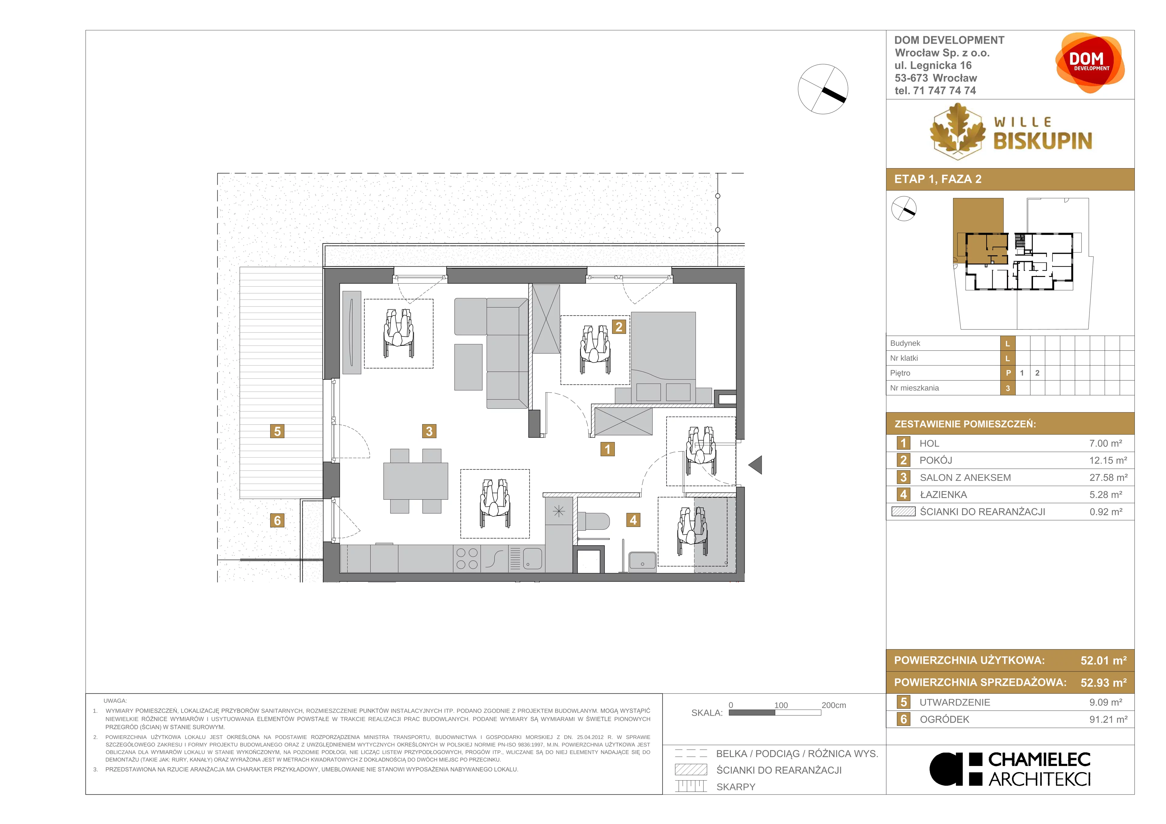 2 pokoje, mieszkanie 52,93 m², parter, oferta nr L/3, Wille Biskupin, Wrocław, Biskupin-Sępolno-Dąbie-Bartoszowice, Śródmieście, ul. Braci Gierymskich 156