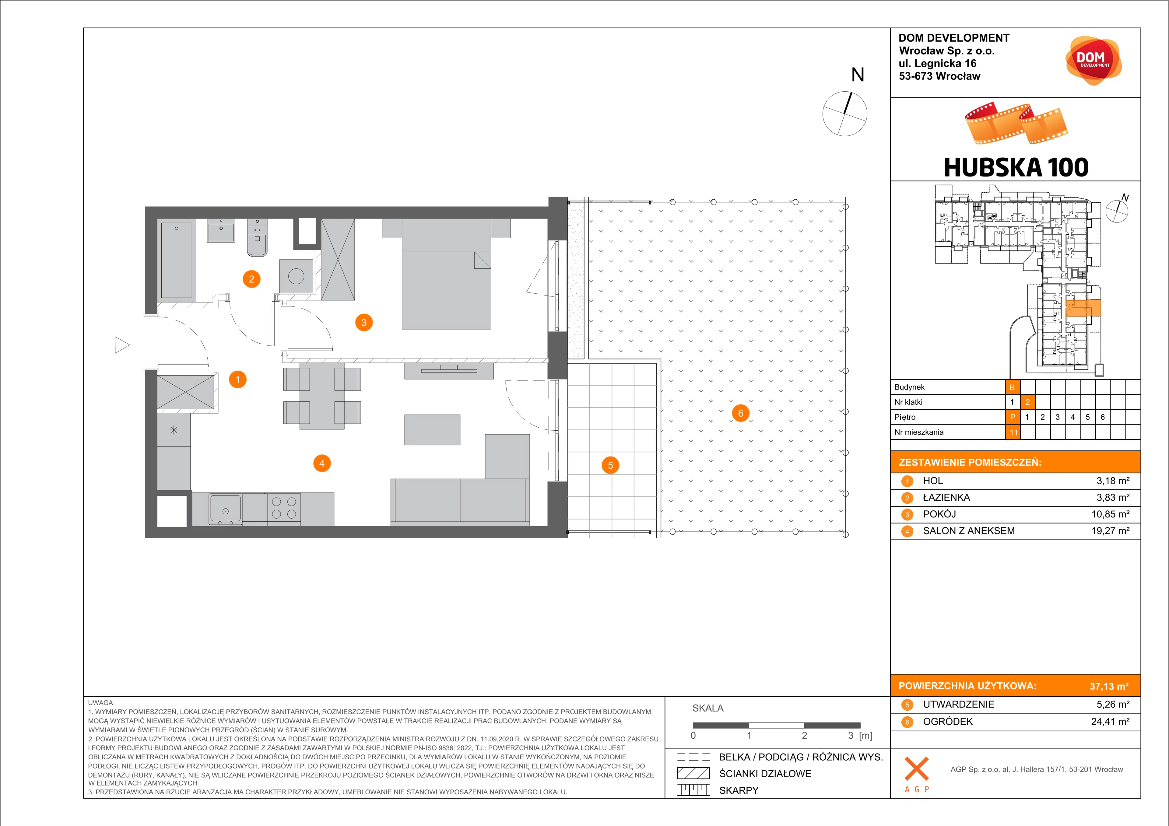 Mieszkanie 37,13 m², parter, oferta nr B/11, Hubska 100, Wrocław, Huby, Krzyki, ul. Hubska 100