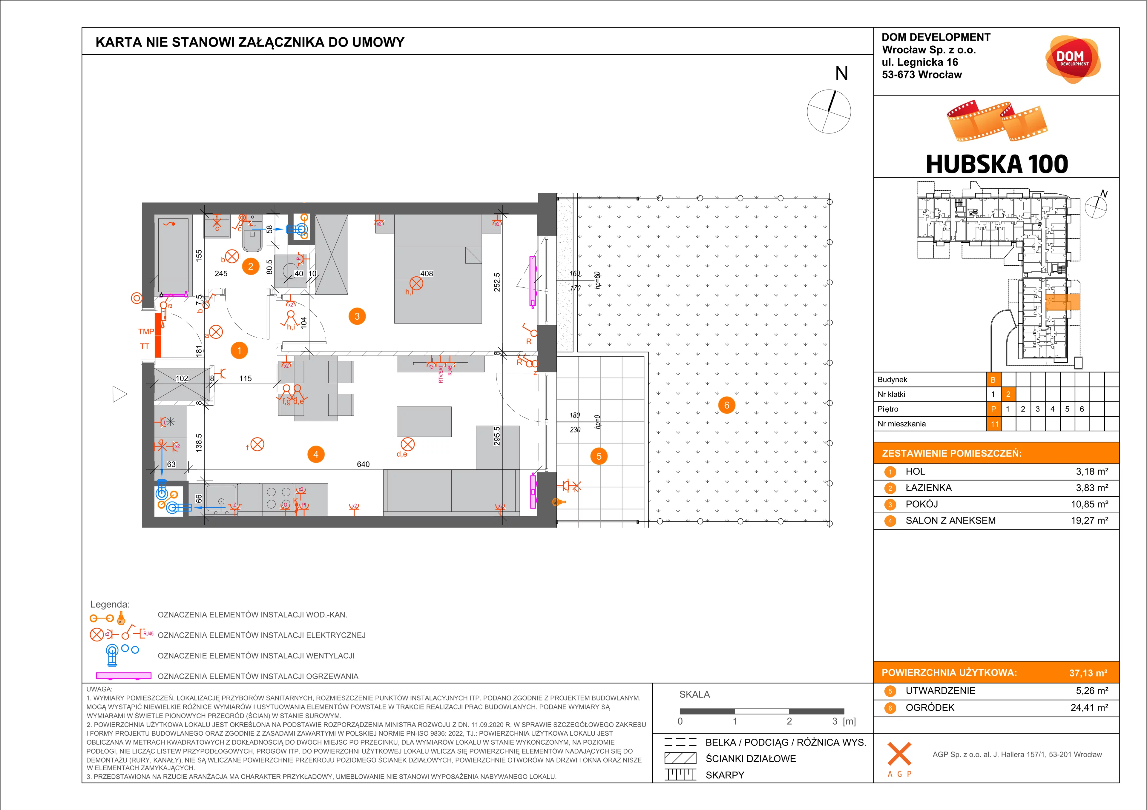 Mieszkanie 37,13 m², parter, oferta nr B/11, Hubska 100, Wrocław, Huby, Krzyki, ul. Hubska 100