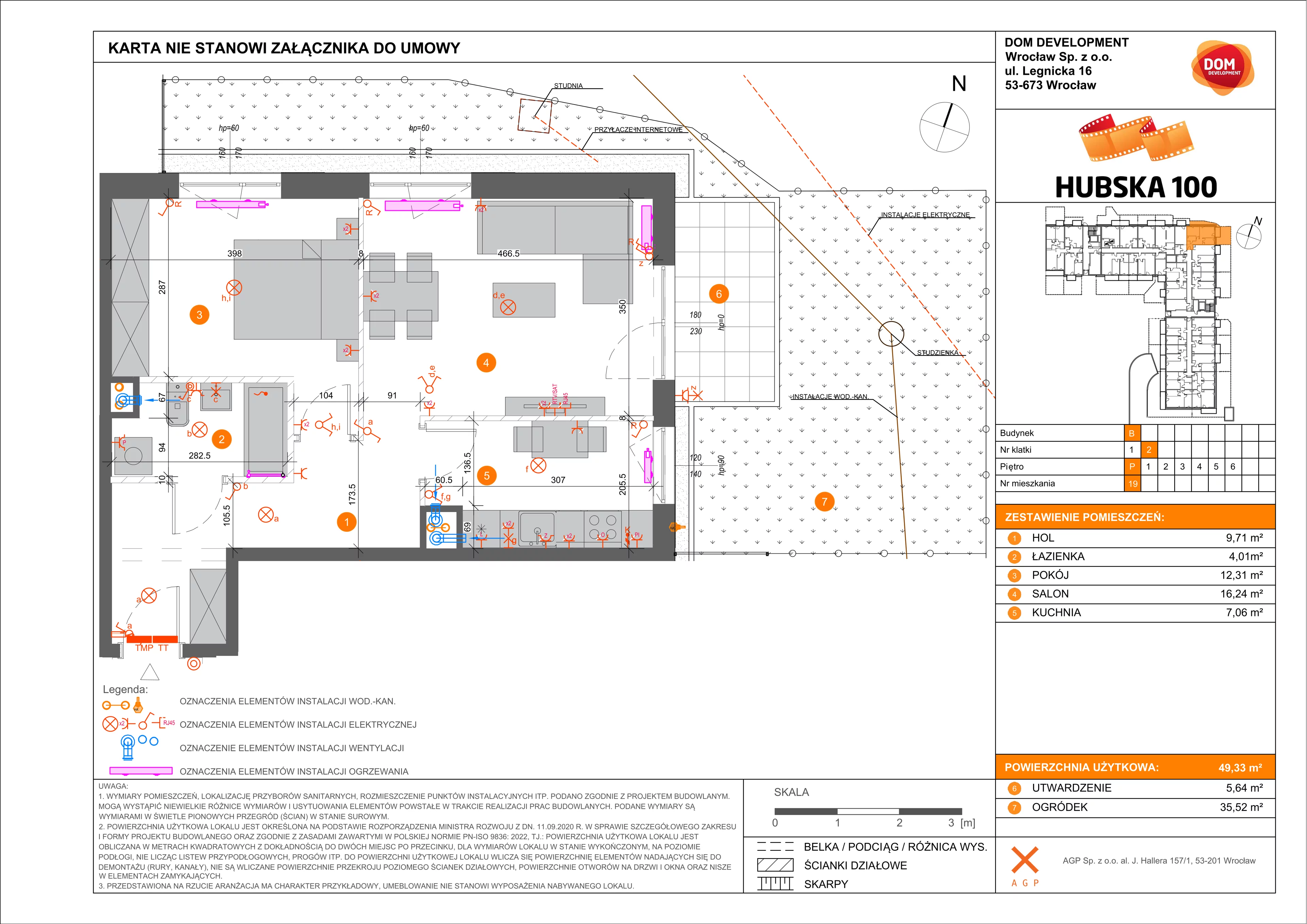 Mieszkanie 49,33 m², parter, oferta nr B/19, Hubska 100, Wrocław, Huby, Krzyki, ul. Hubska 100