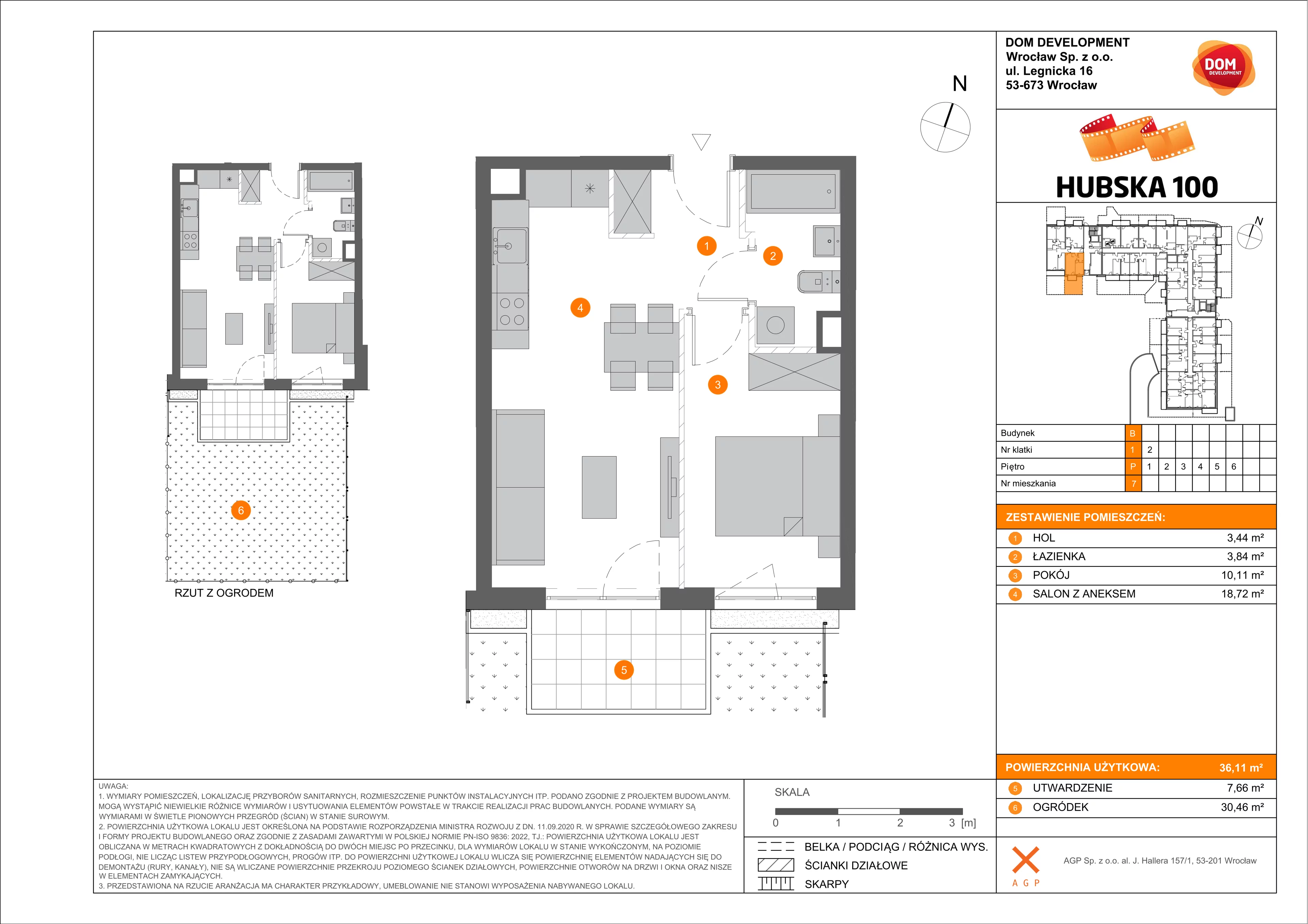 2 pokoje, mieszkanie 36,11 m², parter, oferta nr B/7, Hubska 100, Wrocław, Huby, Krzyki, ul. Paczkowska