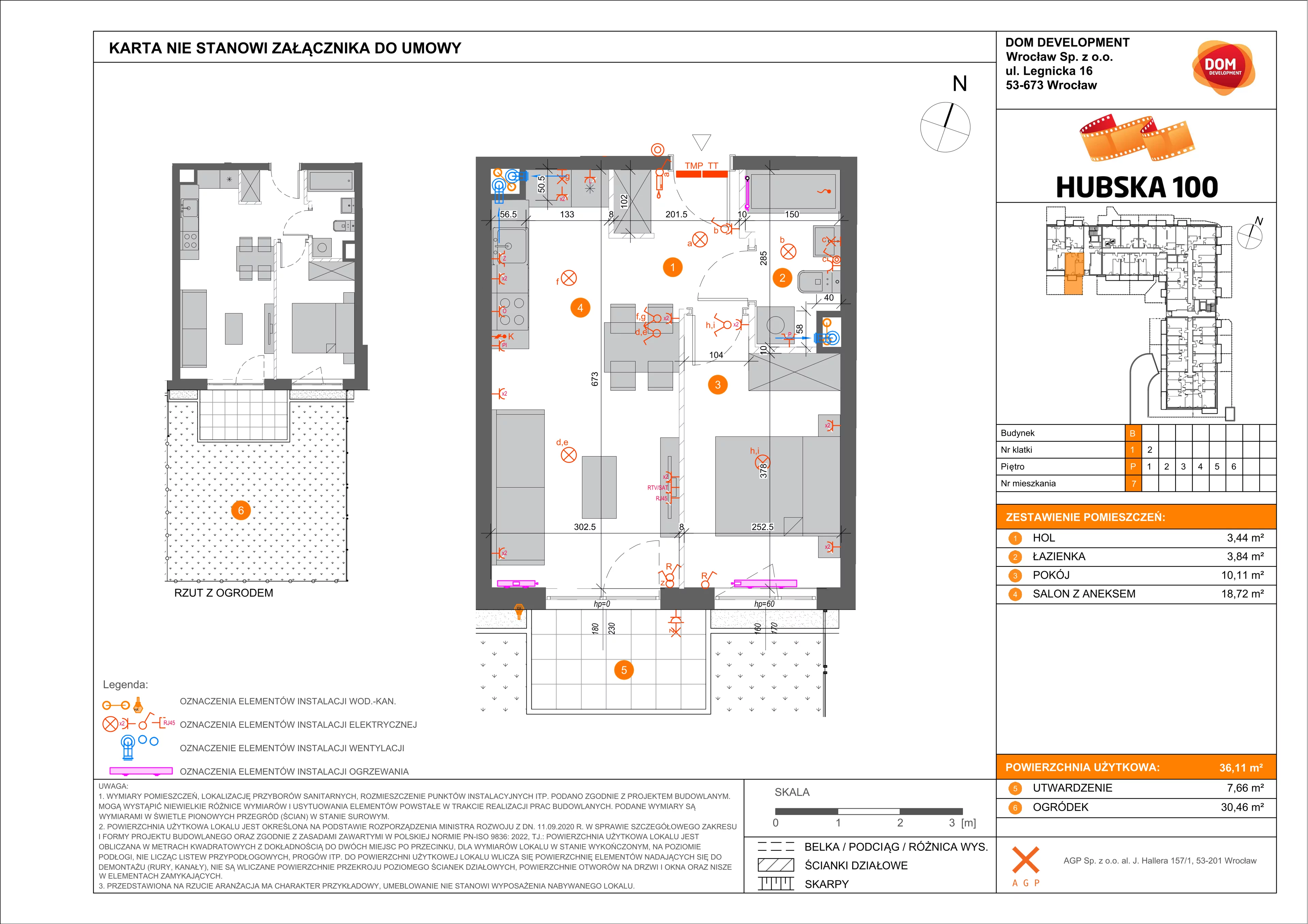 Mieszkanie 36,11 m², parter, oferta nr B/7, Hubska 100, Wrocław, Huby, Krzyki, ul. Hubska 100