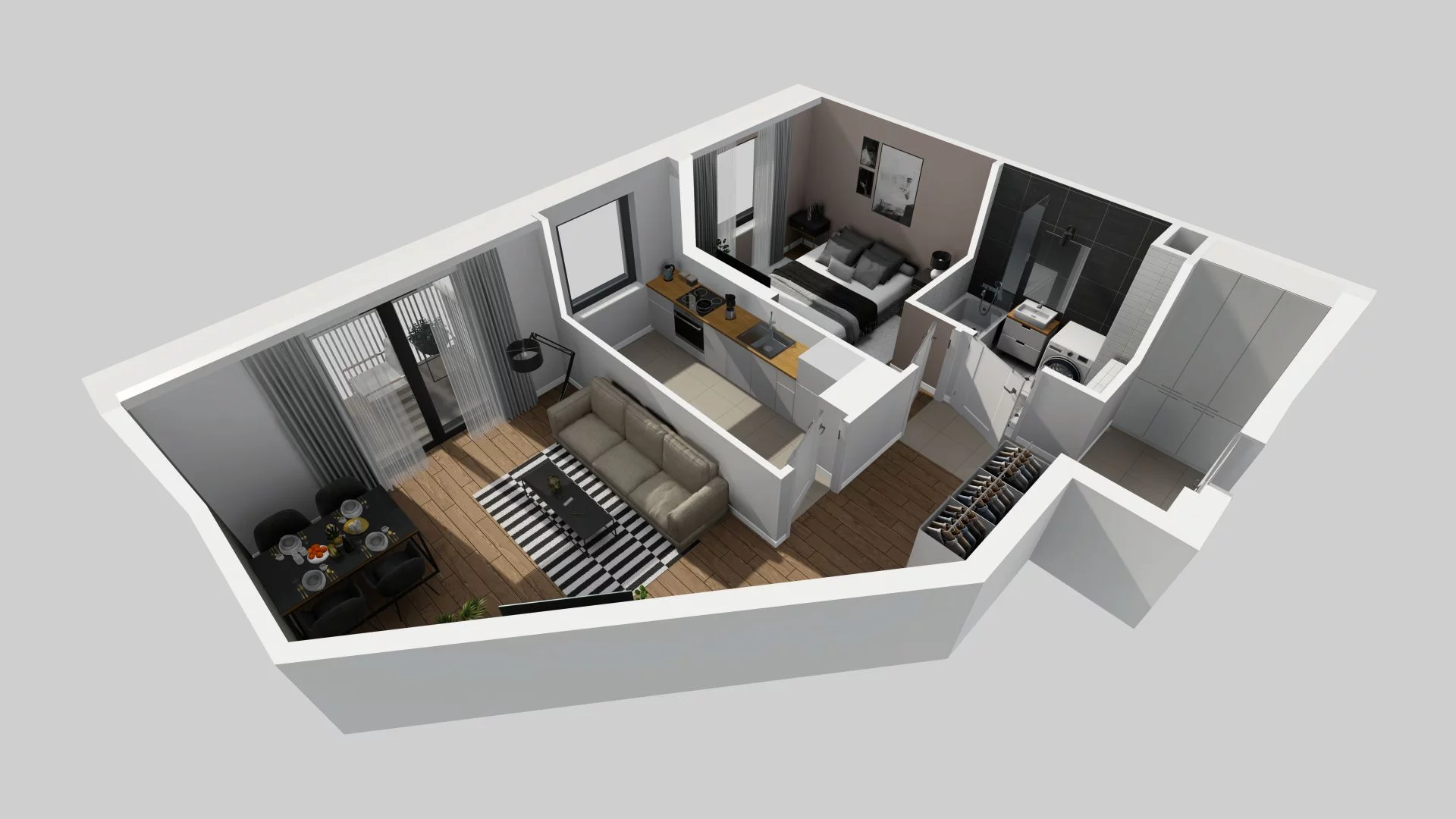 2 pokoje, mieszkanie 44,58 m², piętro 1, oferta nr A/63, Apartamenty nad Oławką, Wrocław, Przedmieście Oławskie, Krzyki, ul. Krakowska 98