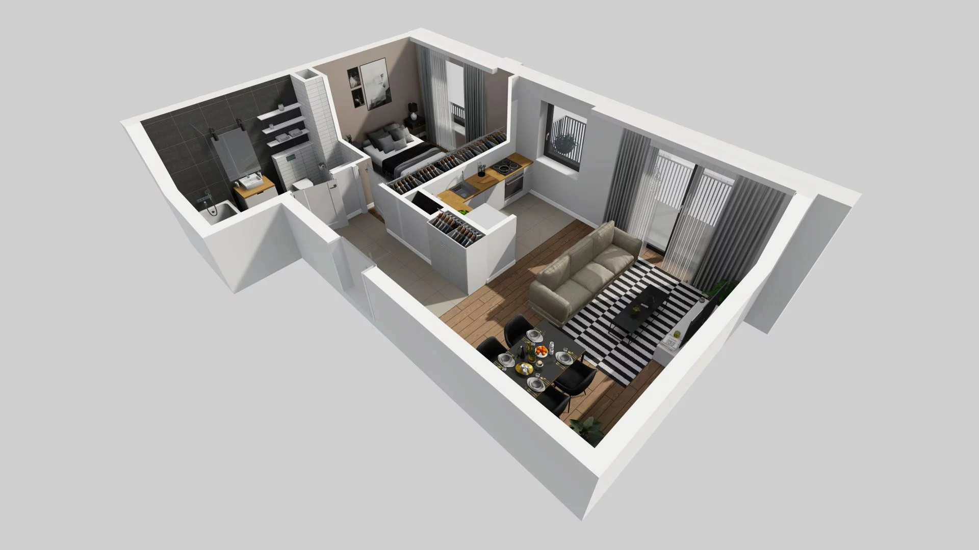 2 pokoje, mieszkanie 41,74 m², piętro 4, oferta nr B/101, Apartamenty nad Oławką 2, Wrocław, Przedmieście Oławskie, Krzyki, ul. Krakowska 98a