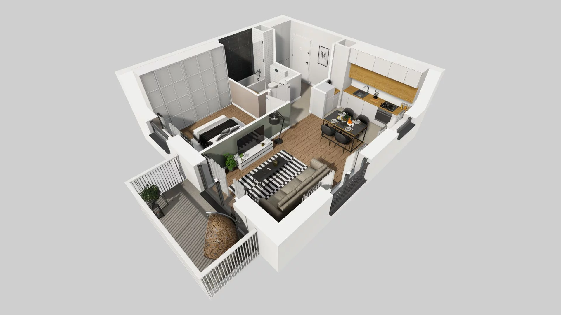 2 pokoje, mieszkanie 44,51 m², piętro 4, oferta nr B/102, Apartamenty nad Oławką 2, Wrocław, Przedmieście Oławskie, Krzyki, ul. Krakowska 98a