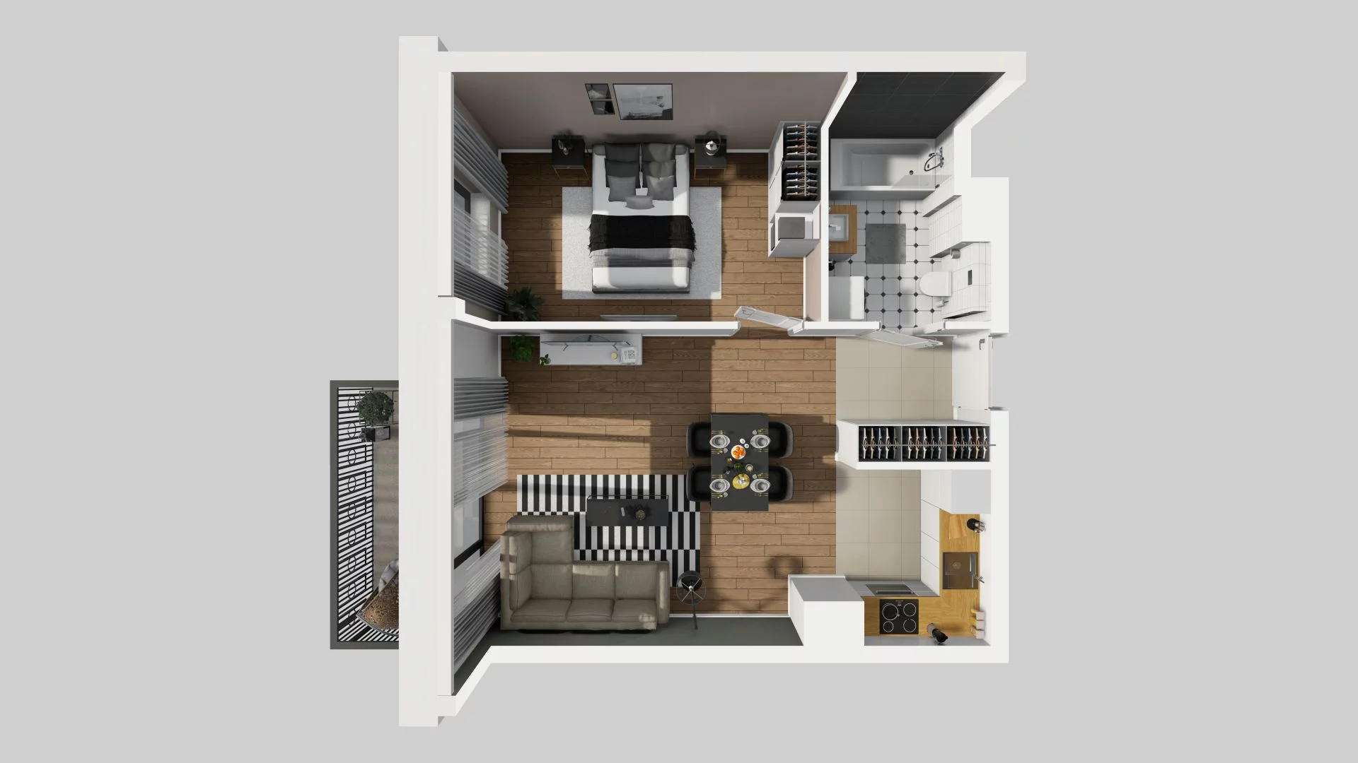 2 pokoje, mieszkanie 46,61 m², piętro 3, oferta nr B/123, Apartamenty nad Oławką 2, Wrocław, Przedmieście Oławskie, Krzyki, ul. Krakowska 98a