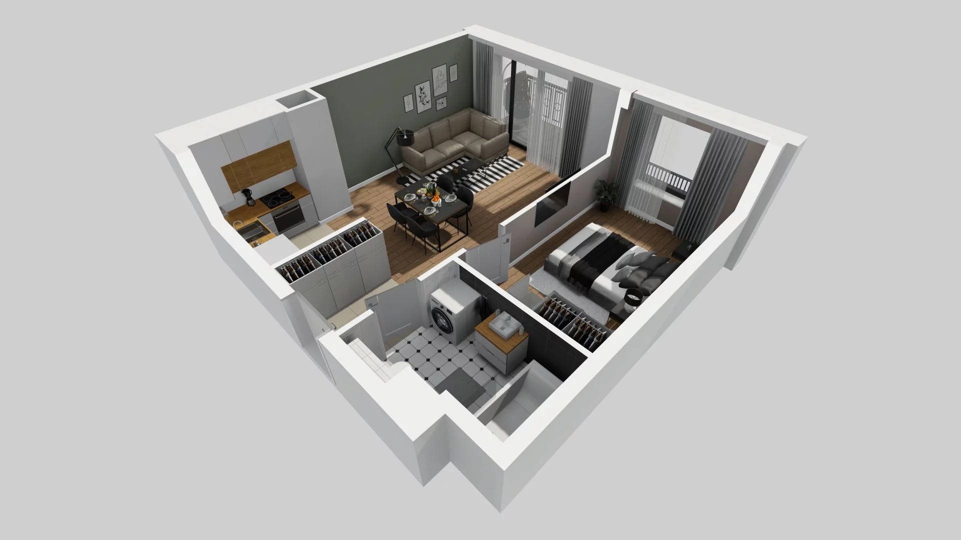 2 pokoje, mieszkanie 46,61 m², piętro 3, oferta nr B/123, Apartamenty nad Oławką 2, Wrocław, Przedmieście Oławskie, Krzyki, ul. Krakowska 98a