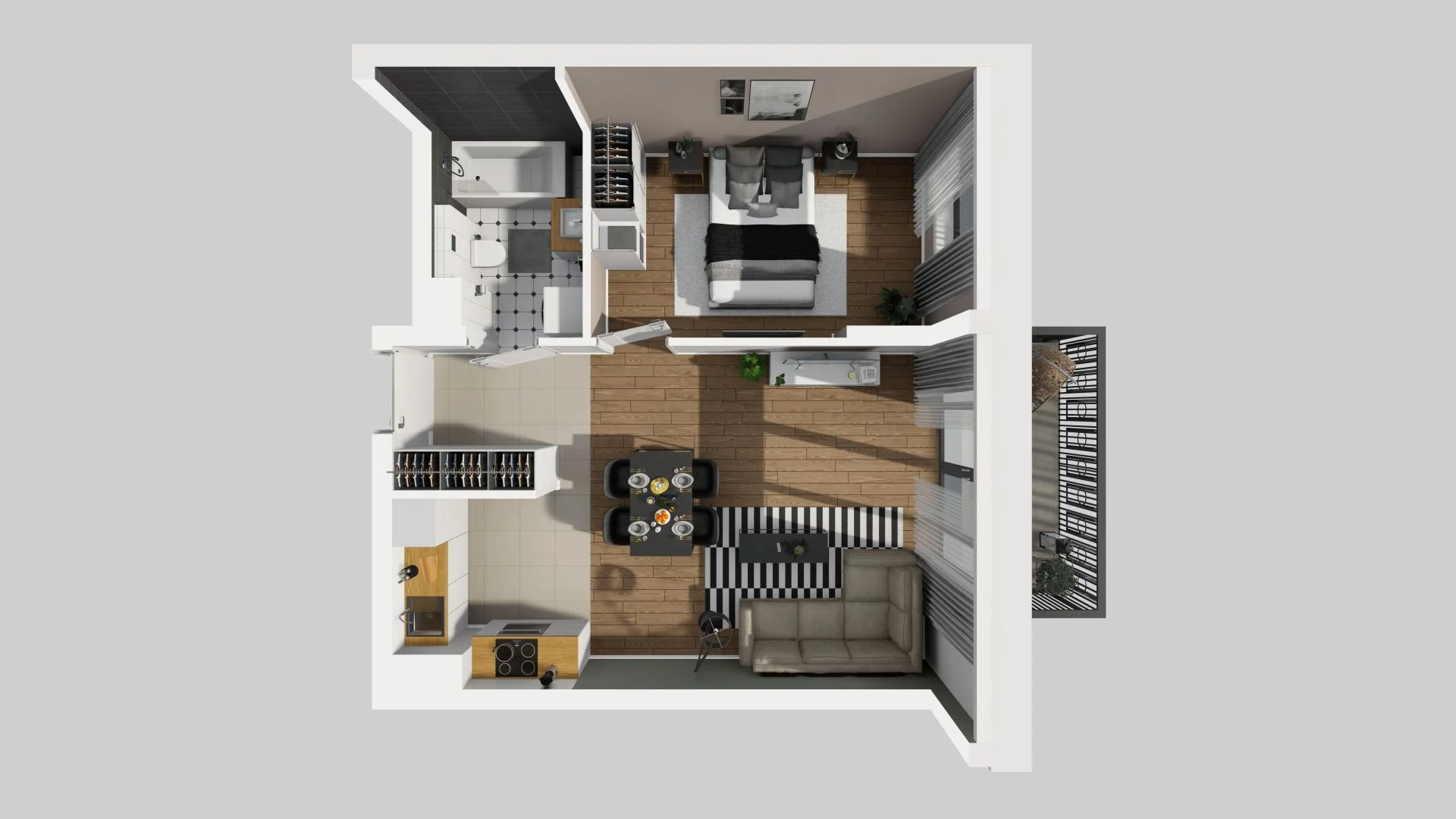 2 pokoje, mieszkanie 45,88 m², piętro 3, oferta nr B/124, Apartamenty nad Oławką 2, Wrocław, Przedmieście Oławskie, Krzyki, ul. Krakowska 98a