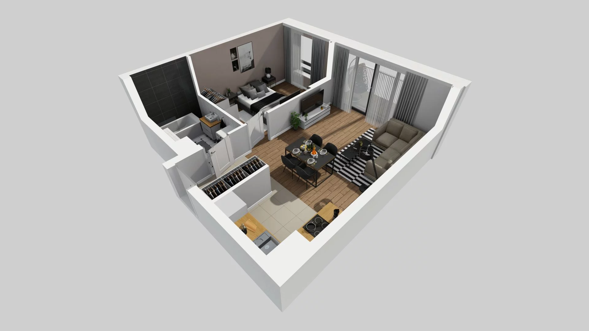 2 pokoje, mieszkanie 45,88 m², piętro 4, oferta nr B/128, Apartamenty nad Oławką 2, Wrocław, Przedmieście Oławskie, Krzyki, ul. Krakowska 98a