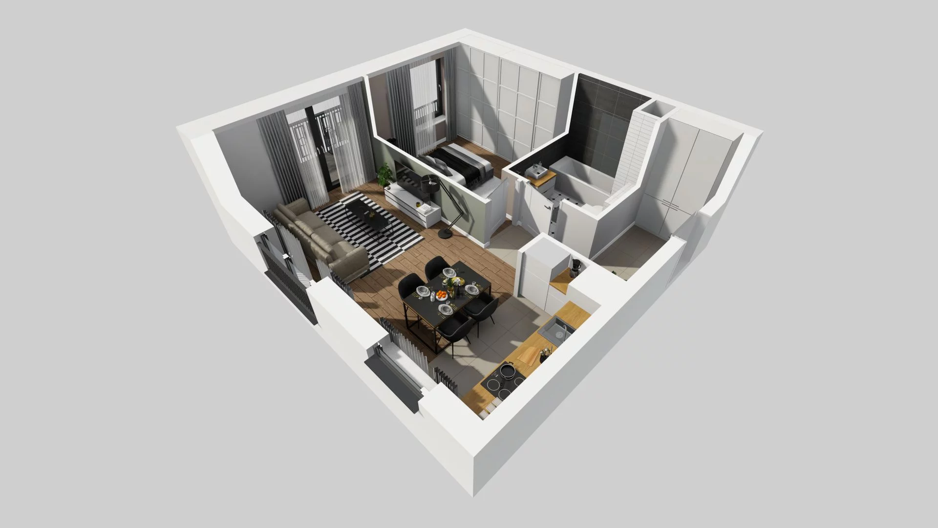 2 pokoje, mieszkanie 44,51 m², piętro 3, oferta nr B/97, Apartamenty nad Oławką 2, Wrocław, Przedmieście Oławskie, Krzyki, ul. Krakowska 98a