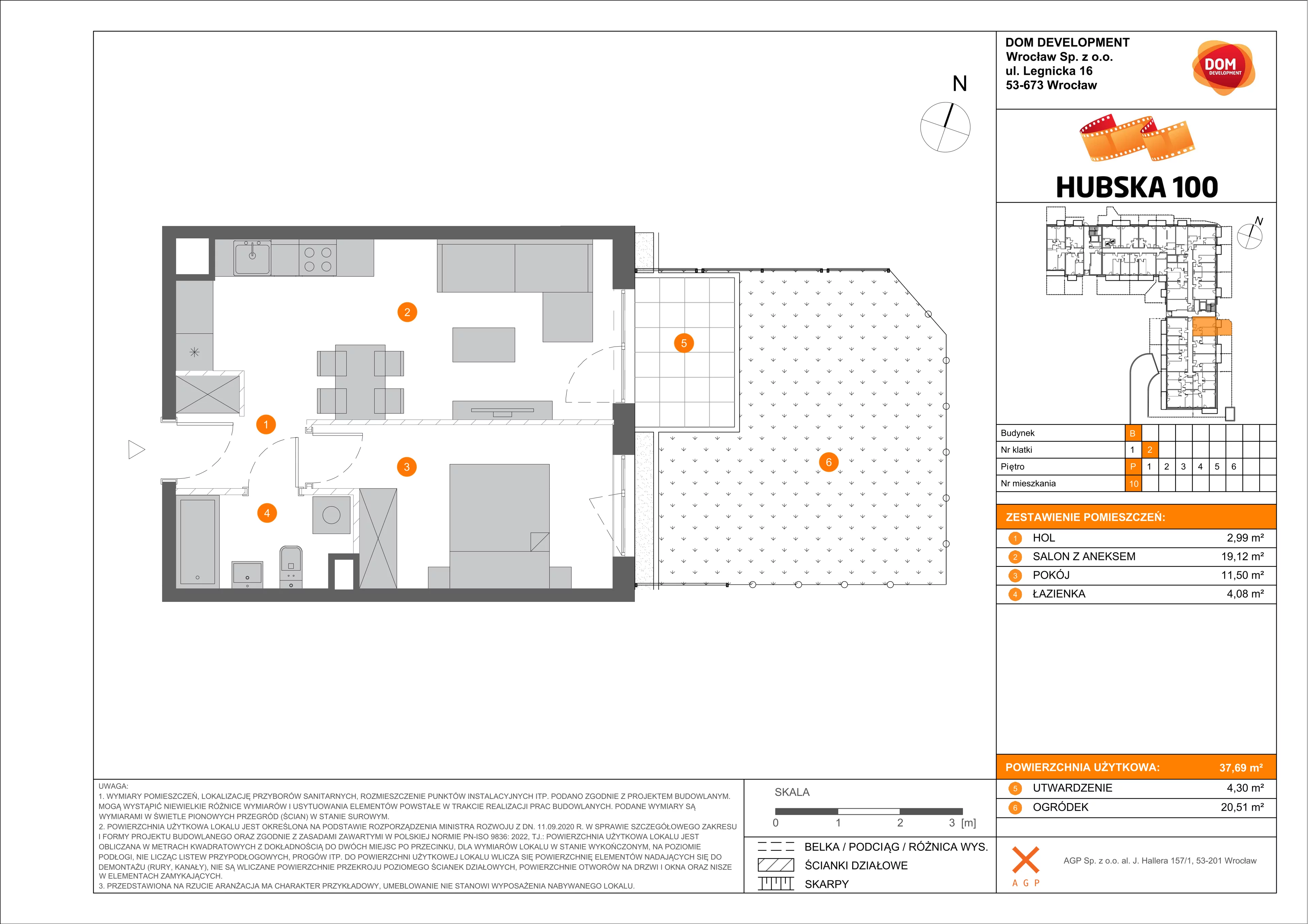 2 pokoje, mieszkanie 37,69 m², parter, oferta nr B/10, Hubska 100, Wrocław, Huby, Krzyki, ul. Paczkowska