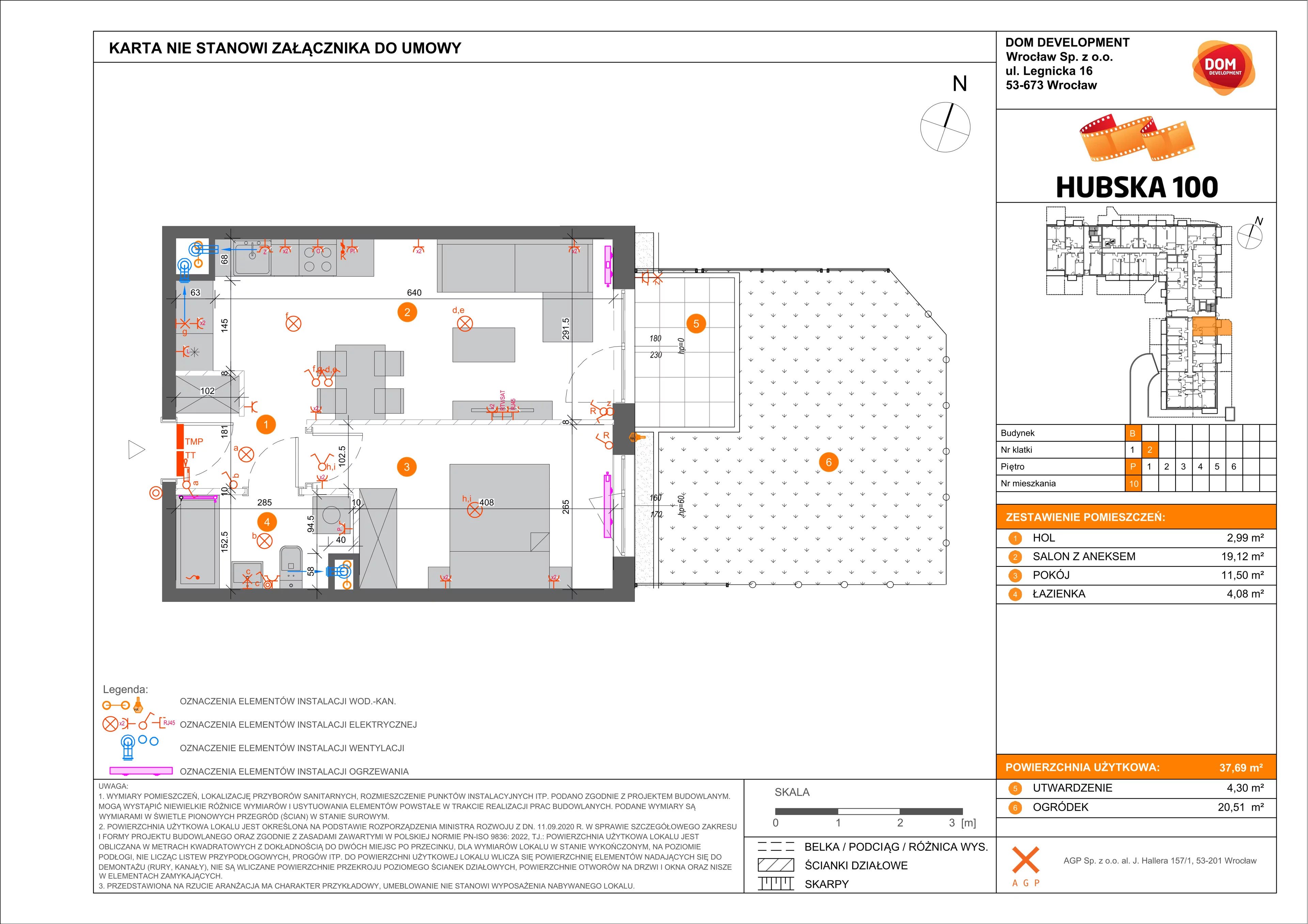 2 pokoje, mieszkanie 37,69 m², parter, oferta nr B/10, Hubska 100, Wrocław, Huby, Krzyki, ul. Paczkowska