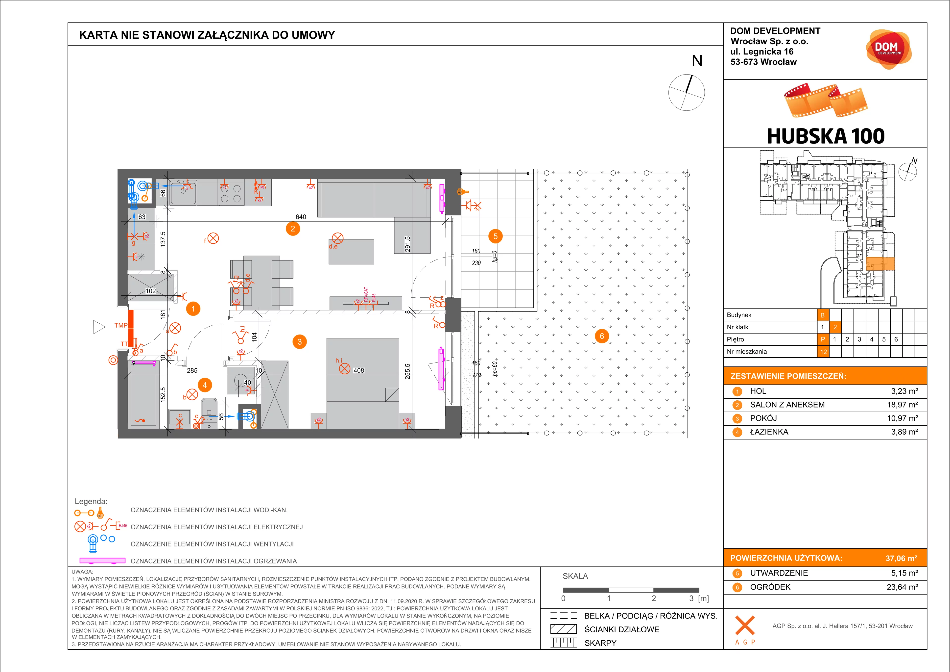 2 pokoje, mieszkanie 37,06 m², parter, oferta nr B/12, Hubska 100, Wrocław, Huby, Krzyki, ul. Paczkowska