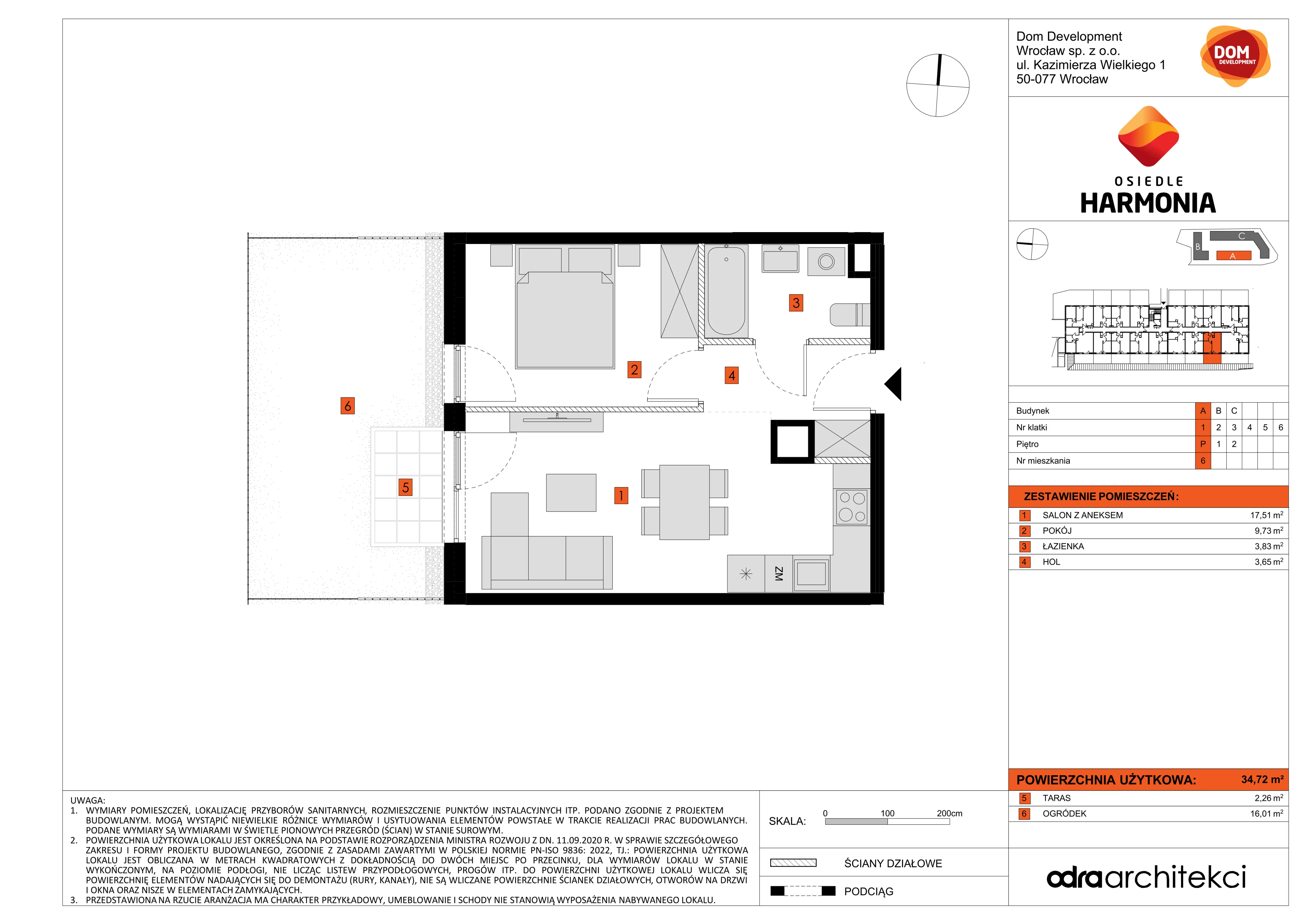 Mieszkanie 34,72 m², parter, oferta nr A/6, Osiedle Harmonia, Wrocław, Maślice, ul. Stodolna