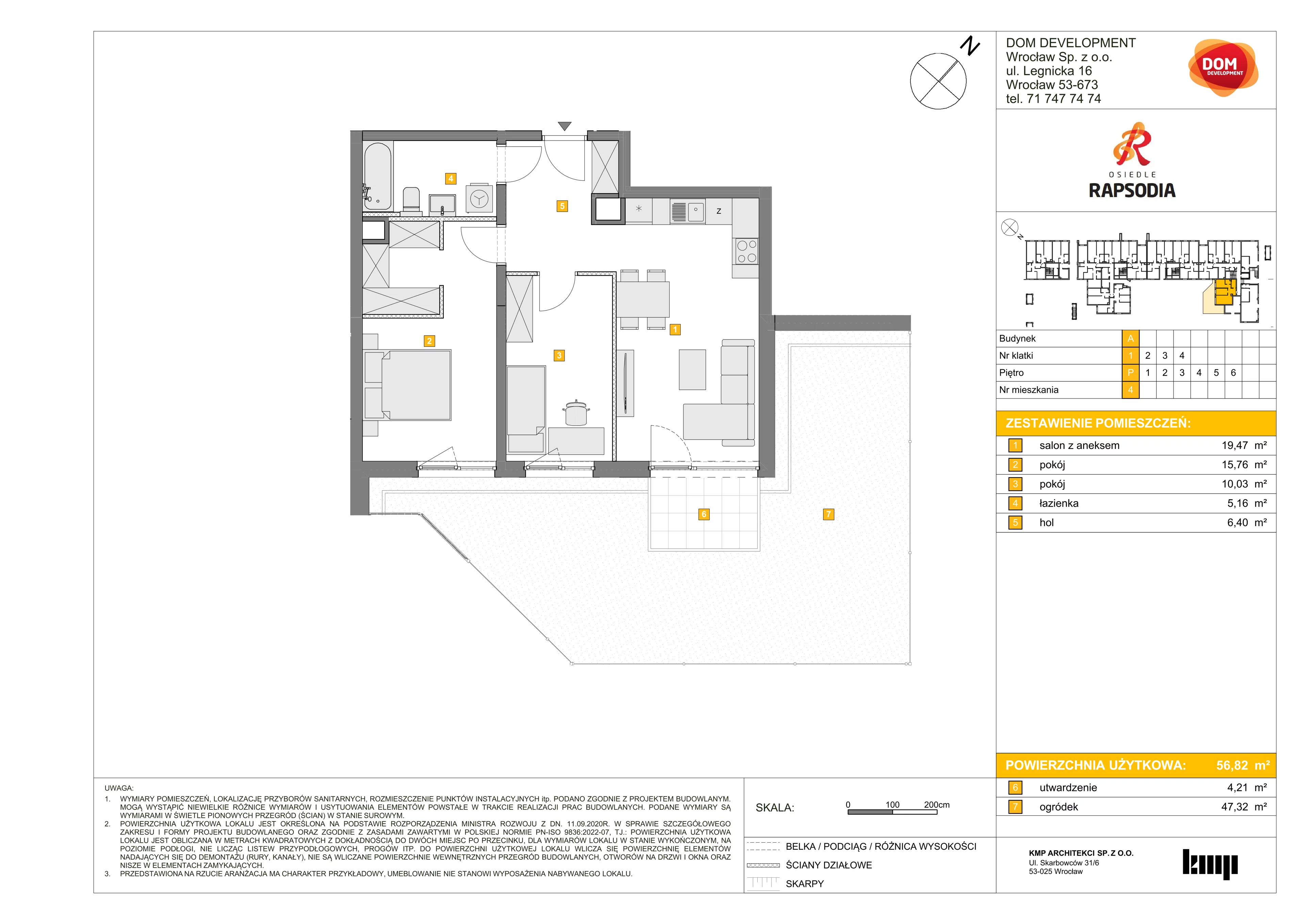 Mieszkanie 56,82 m², parter, oferta nr A/4, Osiedle Rapsodia, Wrocław, Karłowice-Różanka, Różanka, ul. Wołowska 5