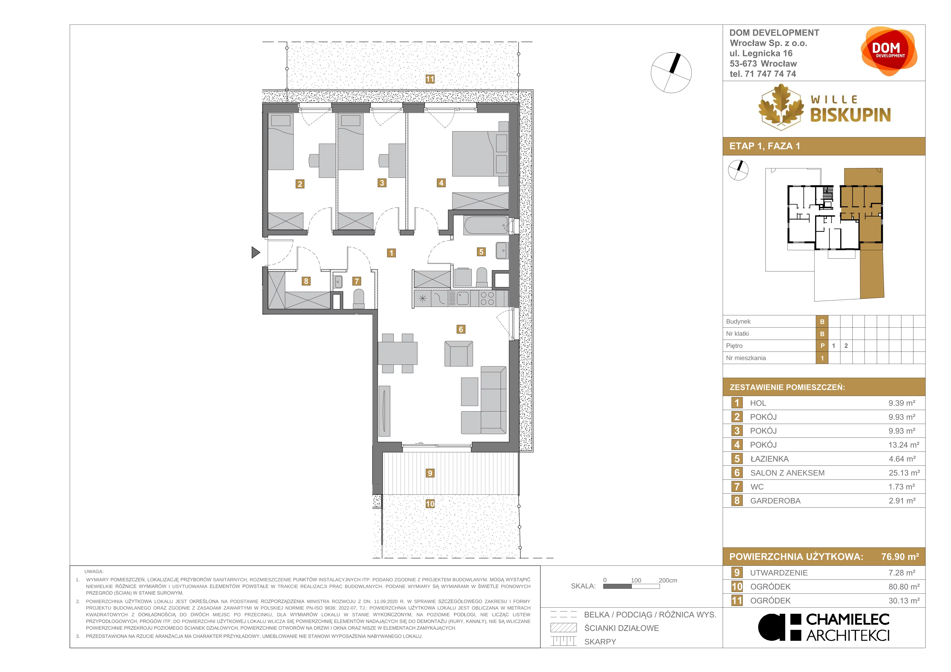 Mieszkanie 76,90 m², parter, oferta nr B/1, Wille Biskupin, Wrocław, Biskupin-Sępolno-Dąbie-Bartoszowice, Śródmieście, ul. Braci Gierymskich 156