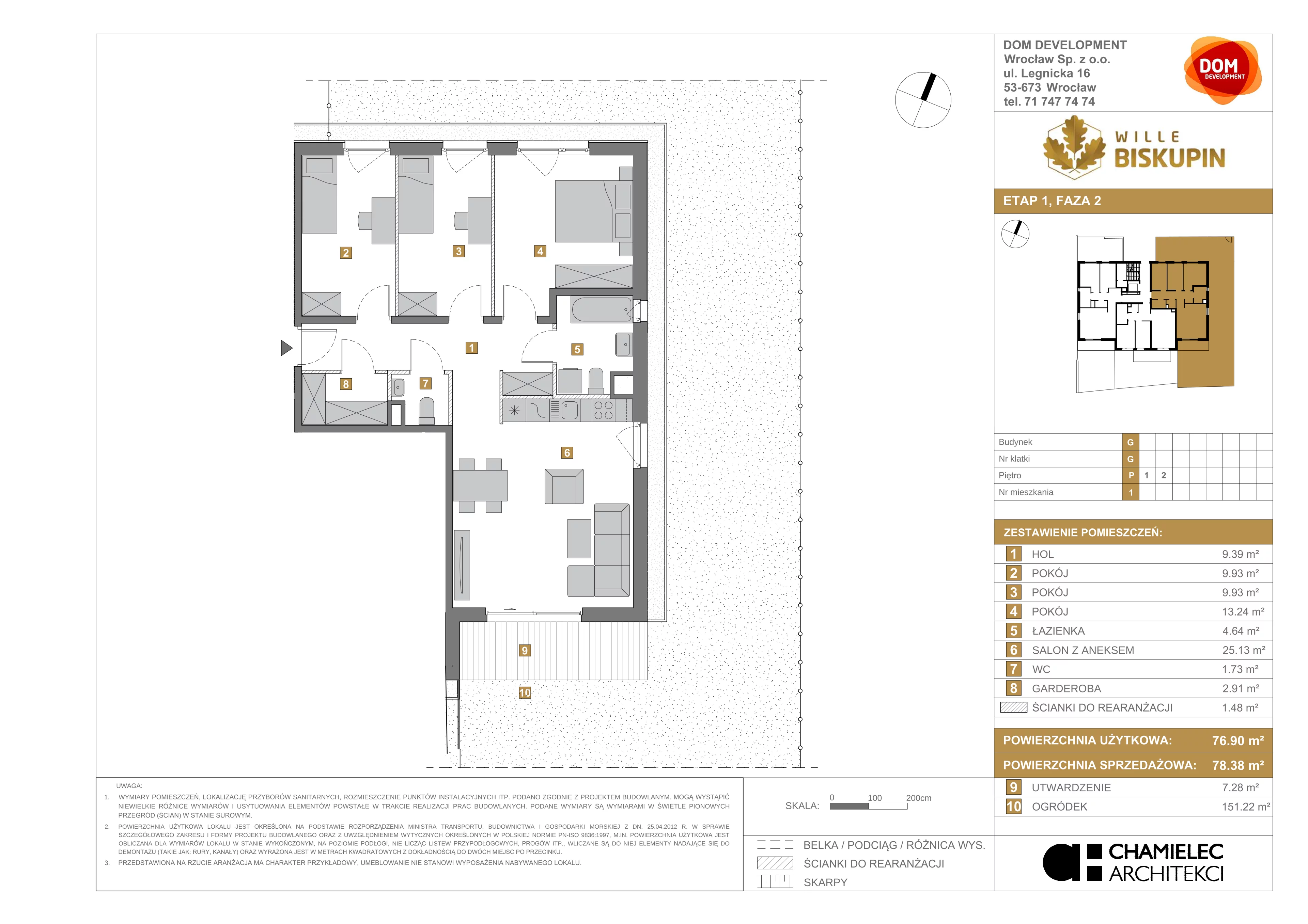 4 pokoje, mieszkanie 78,38 m², parter, oferta nr G/1, Wille Biskupin, Wrocław, Biskupin-Sępolno-Dąbie-Bartoszowice, Śródmieście, ul. Braci Gierymskich 156