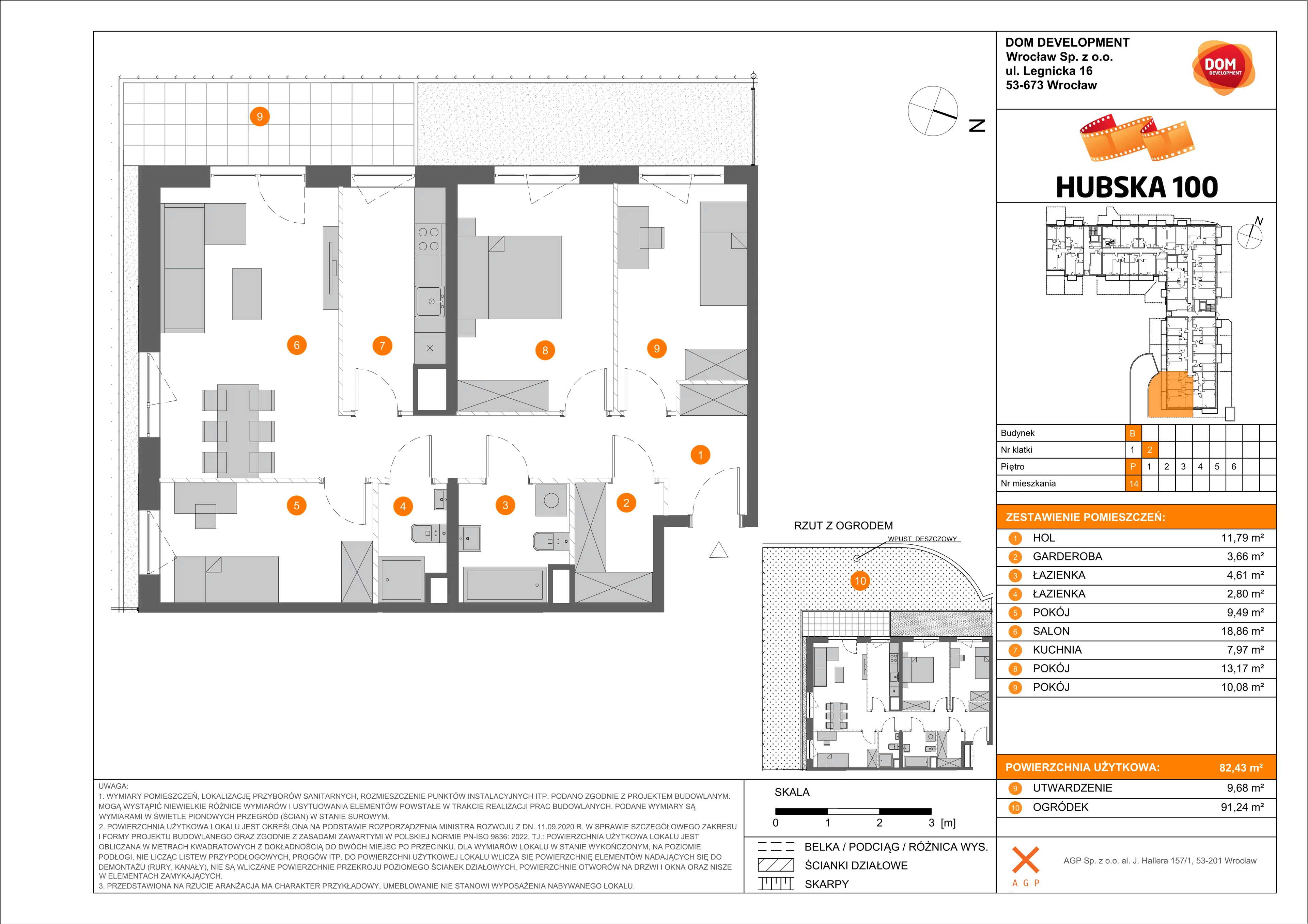 Mieszkanie 82,43 m², parter, oferta nr B/14, Hubska 100, Wrocław, Huby, Krzyki, ul. Hubska 100-idx