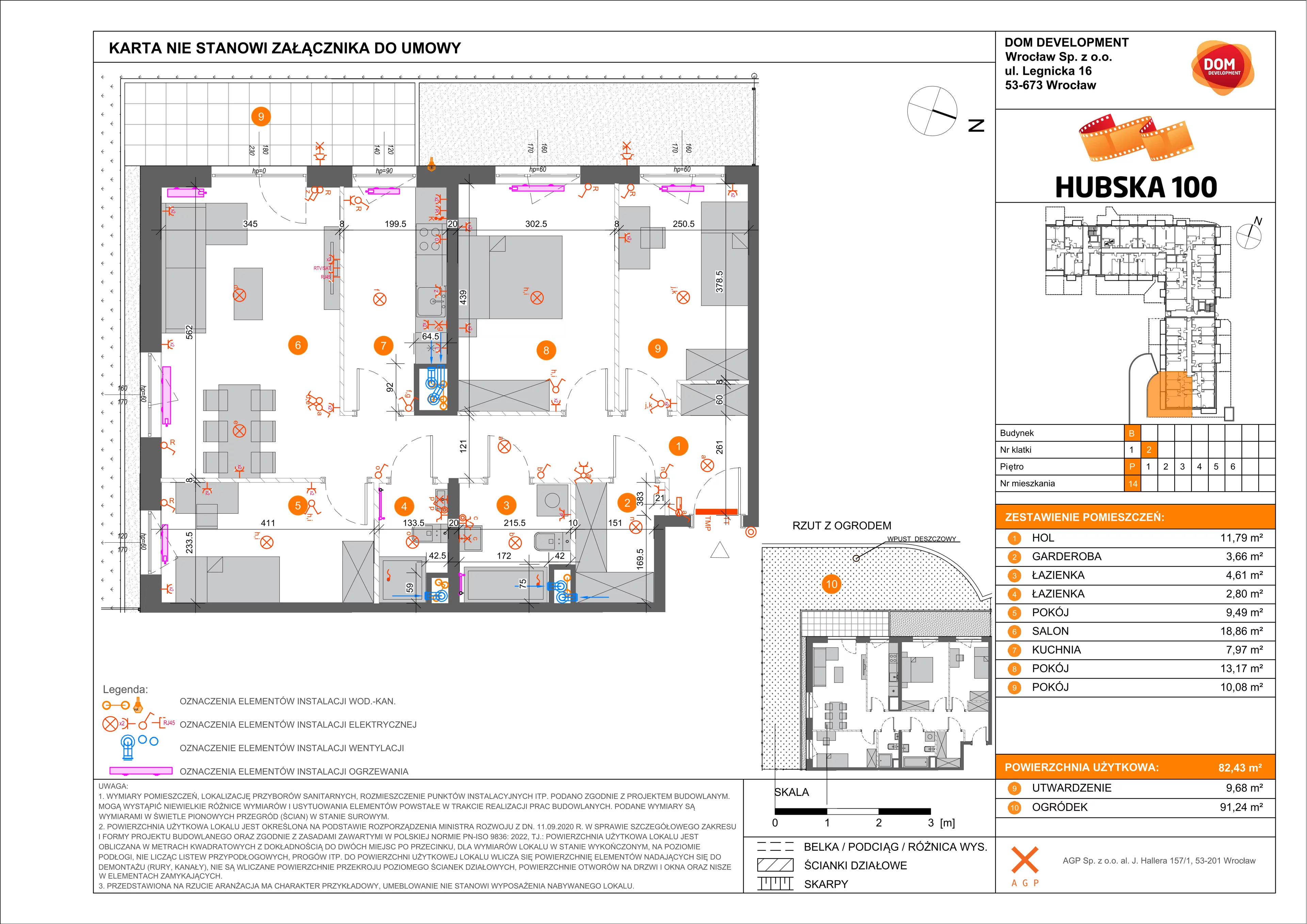 Mieszkanie 82,43 m², parter, oferta nr B/14, Hubska 100, Wrocław, Huby, Krzyki, ul. Hubska 100-idx