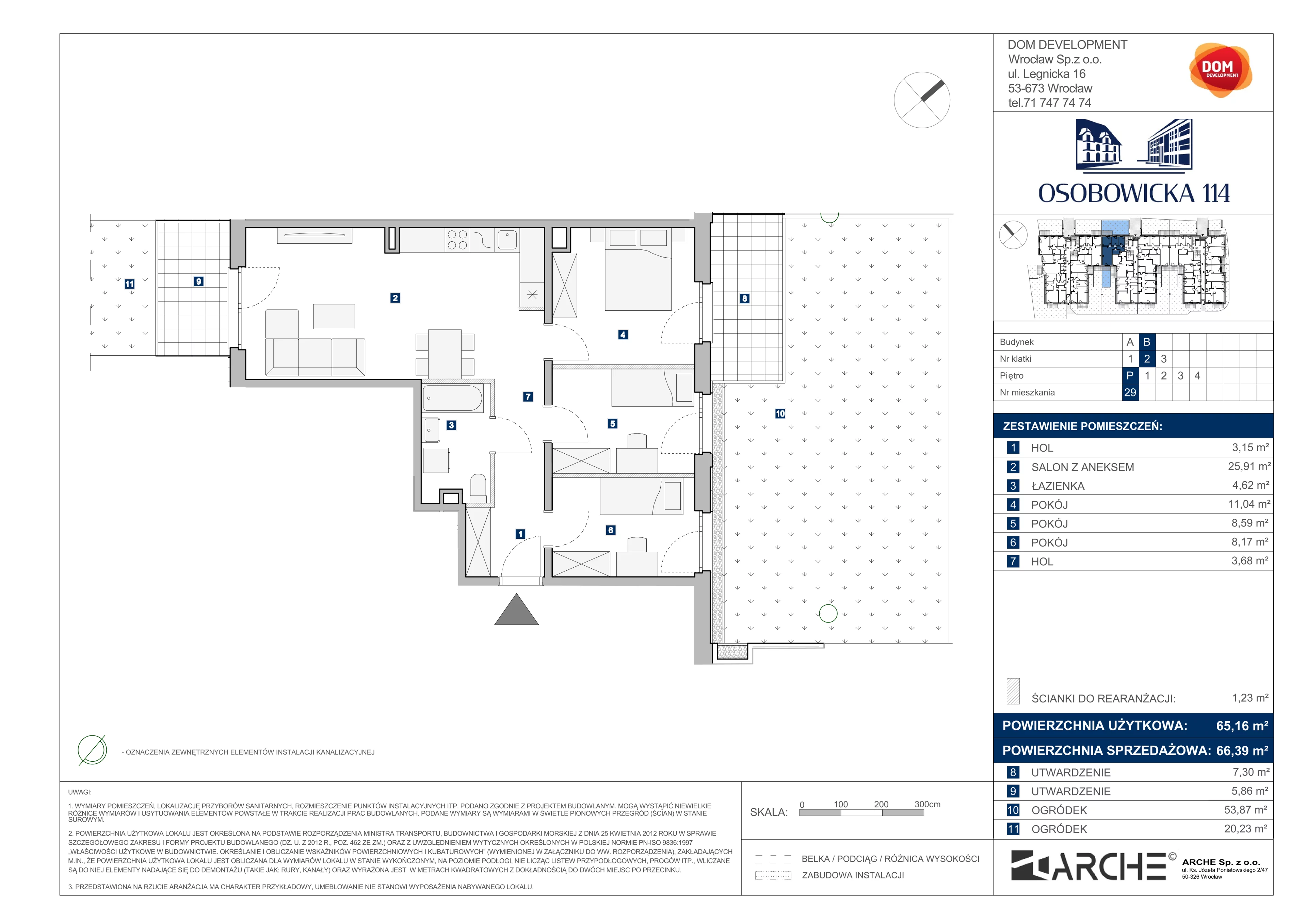 4 pokoje, mieszkanie 66,39 m², parter, oferta nr B/29, Osobowicka 114, Wrocław, Osobowice-Rędzin, Fabryczna, ul. Osobowicka 114