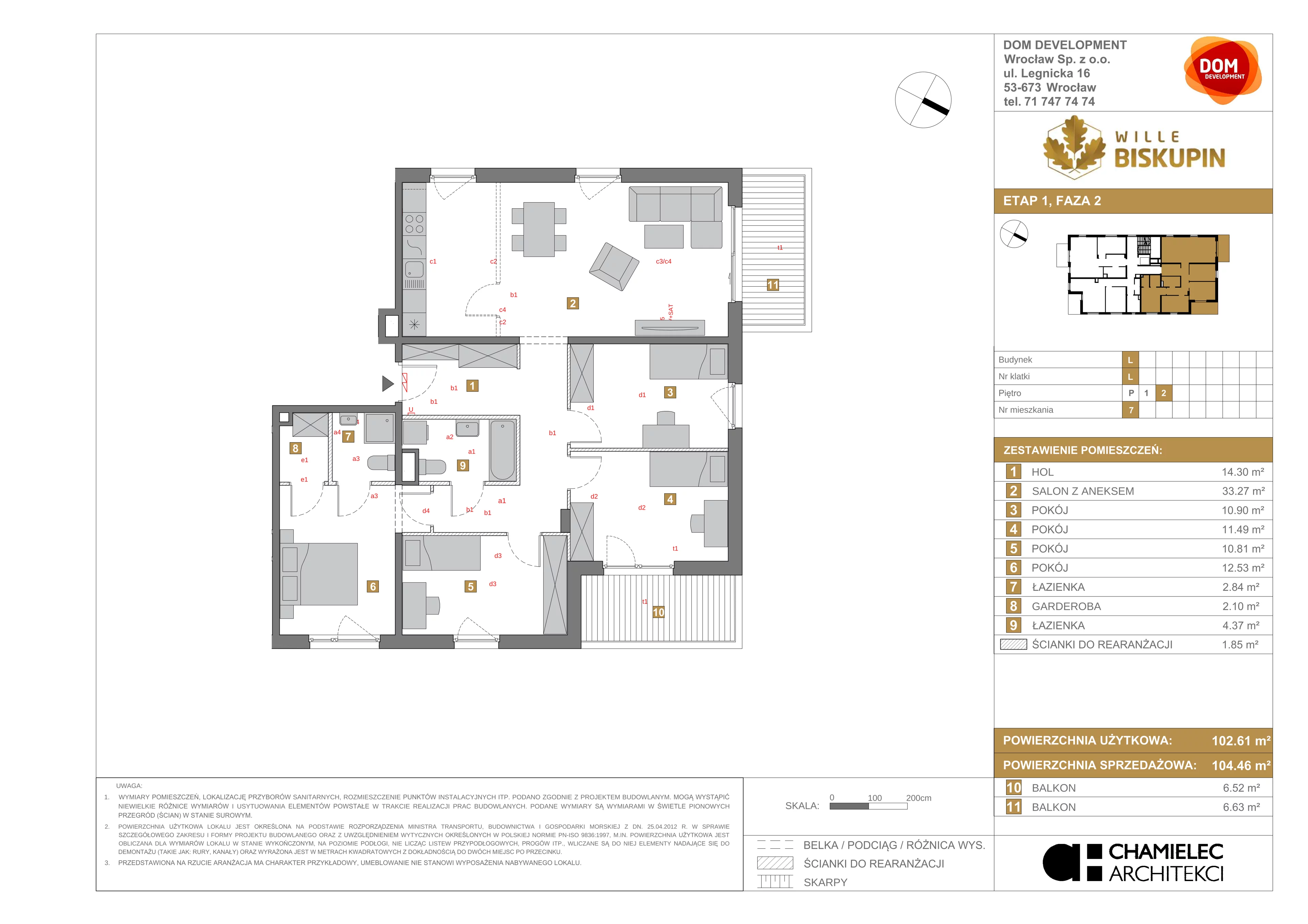 Mieszkanie 104,46 m², piętro 2, oferta nr L/7, Wille Biskupin, Wrocław, Biskupin-Sępolno-Dąbie-Bartoszowice, Śródmieście, ul. Braci Gierymskich 156