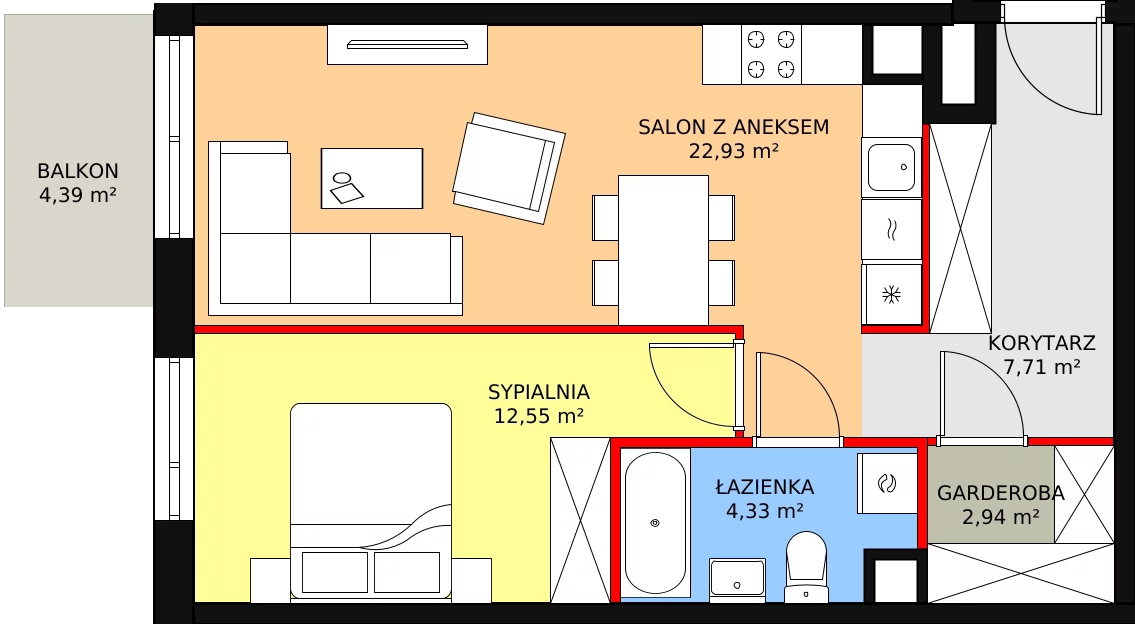 Apartament 50,46 m², piętro 3, oferta nr A/101, Apartamenty Nad Rzeką, Wrocław, Stare Miasto, ul. Michalczyka 3