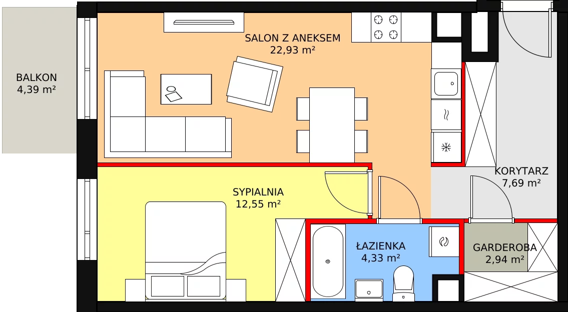 Apartament 50,44 m², piętro 4, oferta nr A/129, Apartamenty Nad Rzeką, Wrocław, Stare Miasto, ul. Michalczyka 3