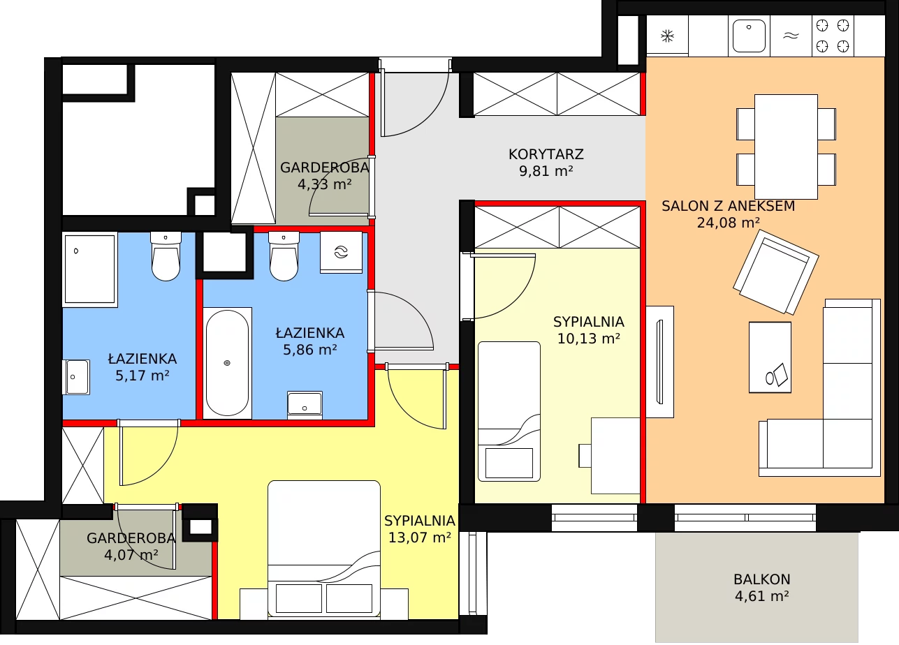 3 pokoje, apartament 76,52 m², piętro 4, oferta nr A/134, Apartamenty Nad Rzeką, Wrocław, Stare Miasto, ul. Michalczyka 3