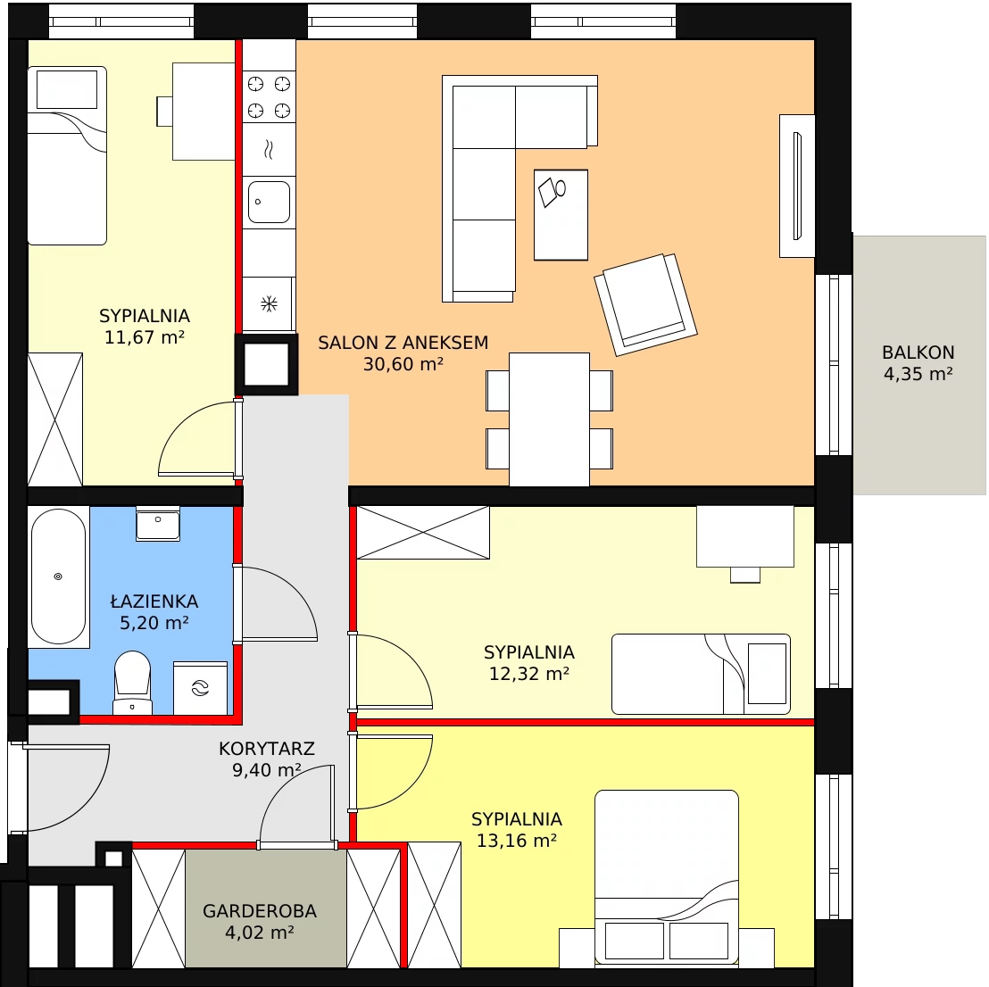 Apartament 86,37 m², piętro 4, oferta nr A/141, Apartamenty Nad Rzeką, Wrocław, Stare Miasto, ul. Michalczyka 3