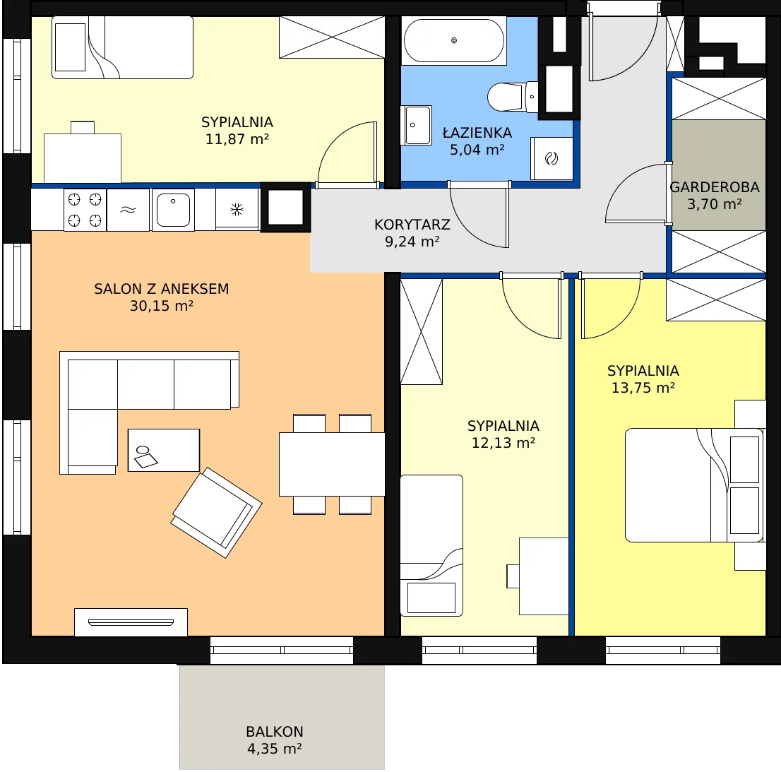 Zalety apartamentu 85.88 m², A/65