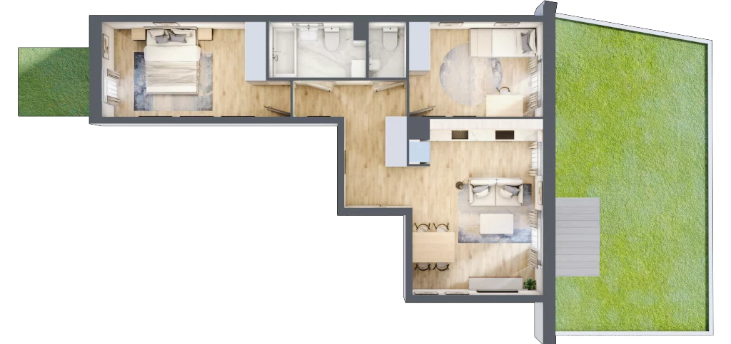 3 pokoje, mieszkanie 57,98 m², parter, oferta nr A/61, Osiedle Międzyleska, Wrocław, Tarnogaj, Krzyki, ul. Międzyleska 6b