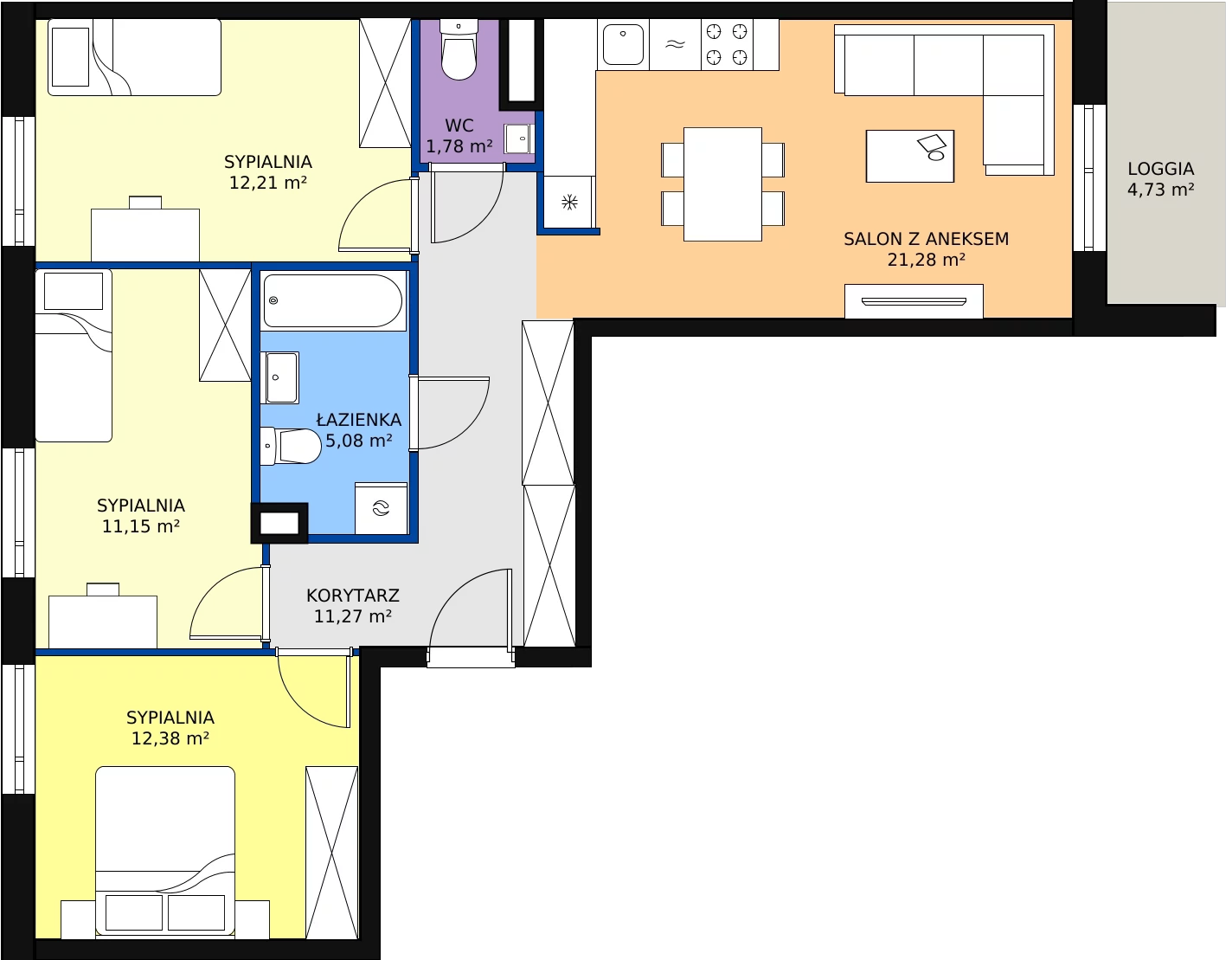 Nowe mieszkanie, 75,15 m², 4 pokoje, 4 piętro, oferta nr B/184