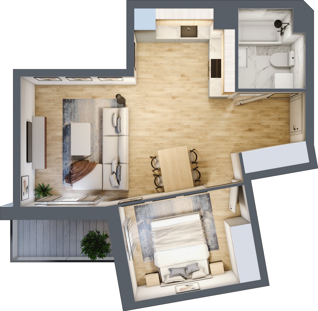 Mieszkanie 43,73 m², piętro 1, oferta nr B/196, Osiedle Międzyleska, Wrocław, Tarnogaj, Krzyki, ul. Międzyleska 6b