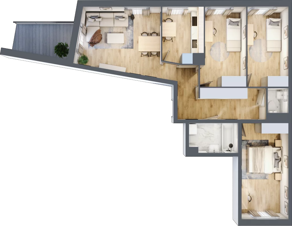 Mieszkanie 78,94 m², piętro 2, oferta nr B/198, Osiedle Międzyleska, Wrocław, Tarnogaj, Krzyki, ul. Międzyleska 6b