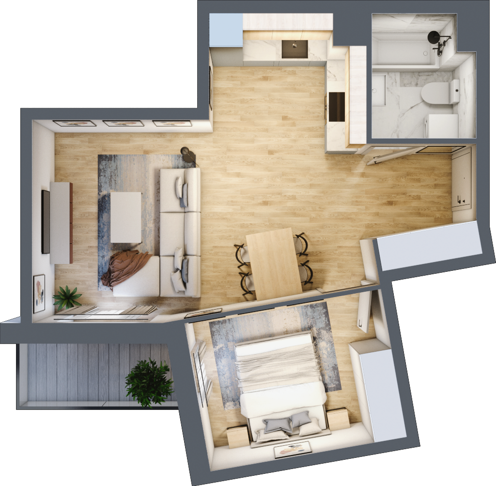 Mieszkanie 43,73 m², piętro 4, oferta nr B/205, Osiedle Międzyleska, Wrocław, Tarnogaj, Krzyki, ul. Międzyleska 6b