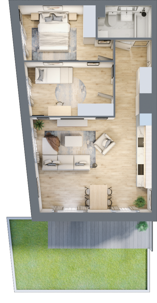 Mieszkanie 61,35 m², parter, oferta nr A/2, Apartamenty nad Oławką, Wrocław, Przedmieście Oławskie, Krzyki, ul. Krakowska 98