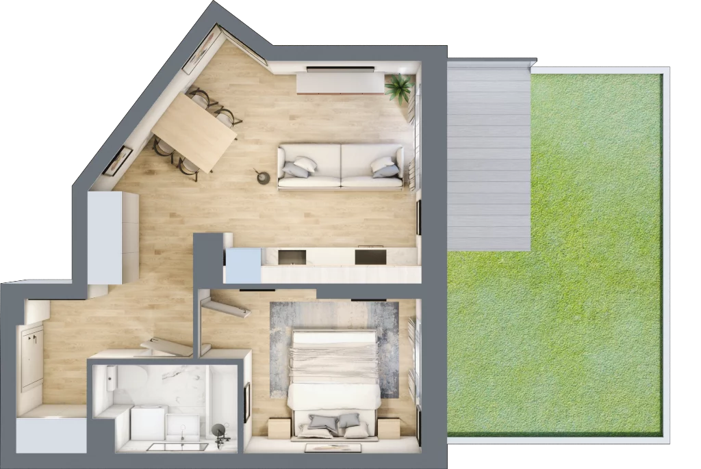 Mieszkanie 37,99 m², parter, oferta nr A/58, Apartamenty nad Oławką, Wrocław, Przedmieście Oławskie, Krzyki, ul. Krakowska 98