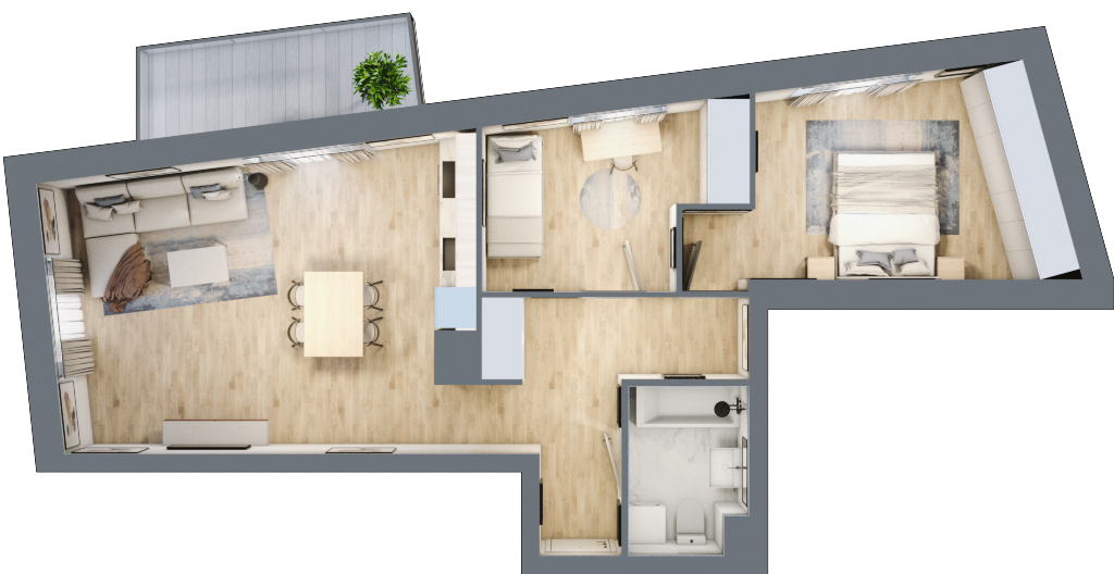 Mieszkanie 63,65 m², piętro 1, oferta nr A/7, Apartamenty nad Oławką, Wrocław, Przedmieście Oławskie, Krzyki, ul. Krakowska 98