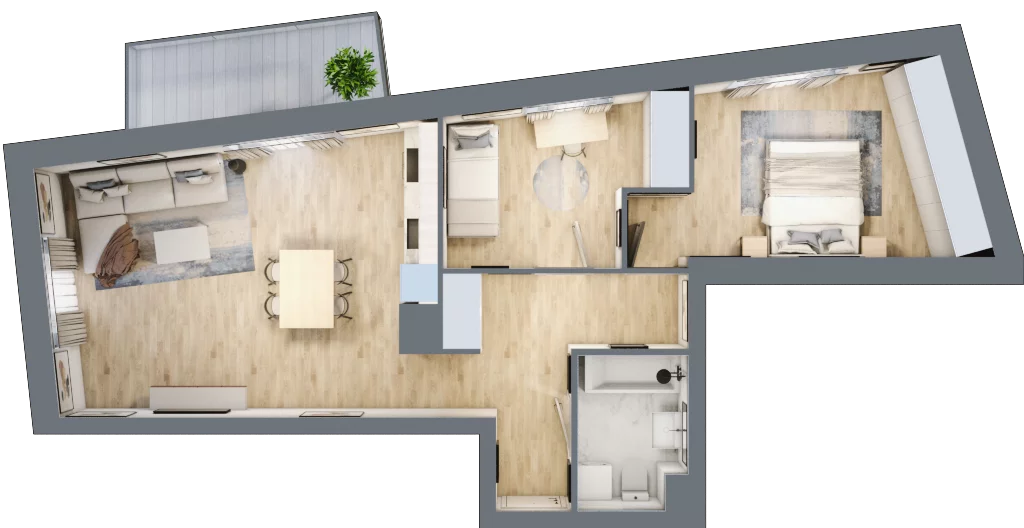 Mieszkanie 63,65 m², piętro 1, oferta nr A/7, Apartamenty nad Oławką, Wrocław, Przedmieście Oławskie, Krzyki, ul. Krakowska 98