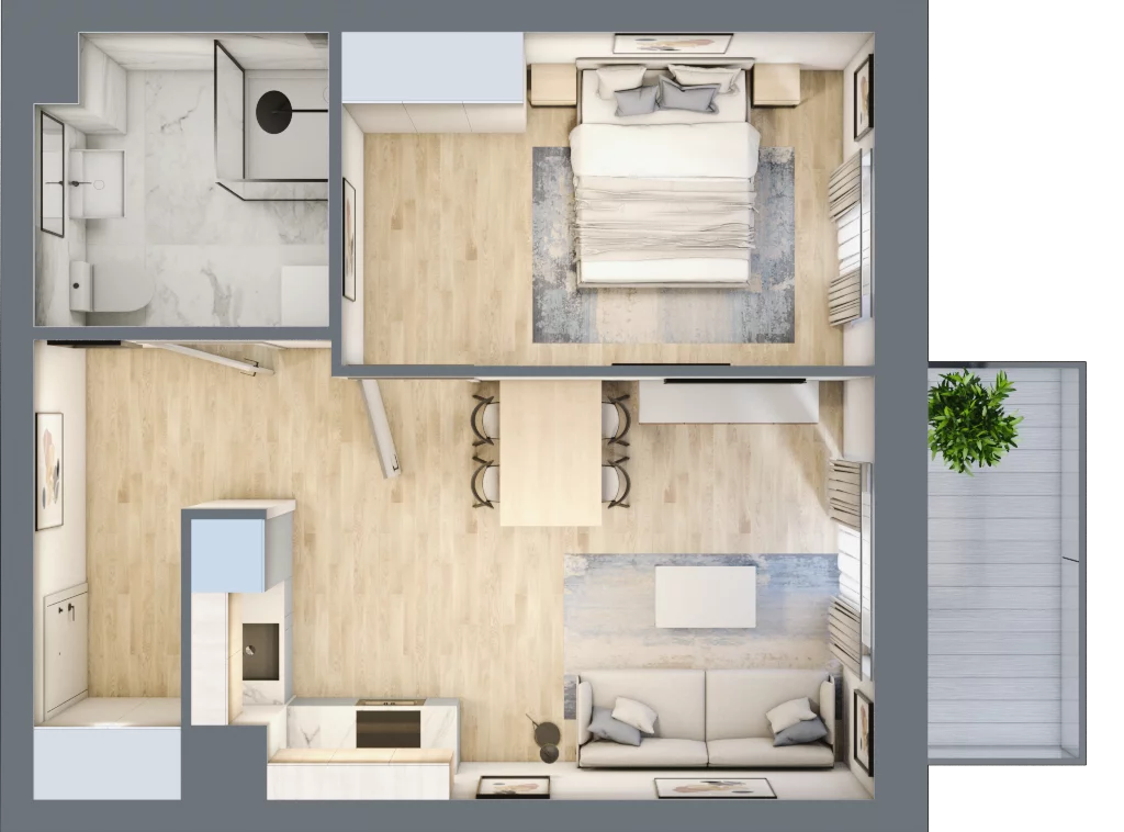 Mieszkanie 41,73 m², piętro 1, oferta nr A/11, Apartamenty nad Oławką, Wrocław, Przedmieście Oławskie, Krzyki, ul. Krakowska 98