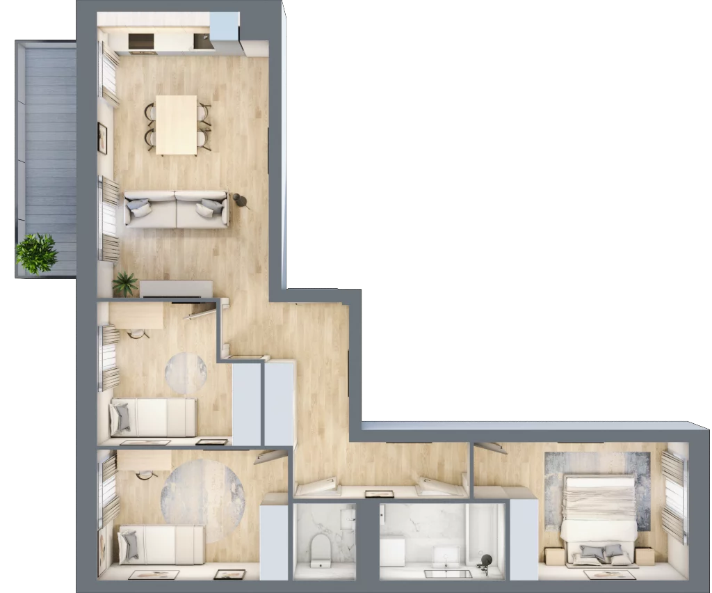 Mieszkanie 71,41 m², piętro 1, oferta nr A/60, Apartamenty nad Oławką, Wrocław, Przedmieście Oławskie, Krzyki, ul. Krakowska 98