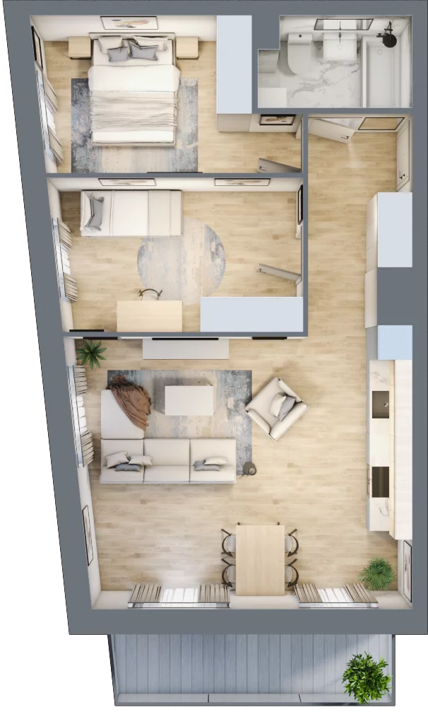 Mieszkanie 61,35 m², piętro 2, oferta nr A/14, Apartamenty nad Oławką, Wrocław, Przedmieście Oławskie, Krzyki, ul. Krakowska 98