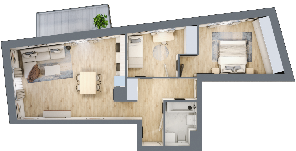 Mieszkanie 63,50 m², piętro 7, oferta nr A/43, Apartamenty nad Oławką, Wrocław, Przedmieście Oławskie, Krzyki, ul. Krakowska 98