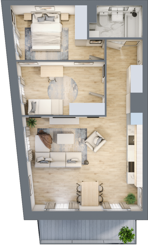 Mieszkanie 61,23 m², piętro 7, oferta nr A/44, Apartamenty nad Oławką, Wrocław, Przedmieście Oławskie, Krzyki, ul. Krakowska 98