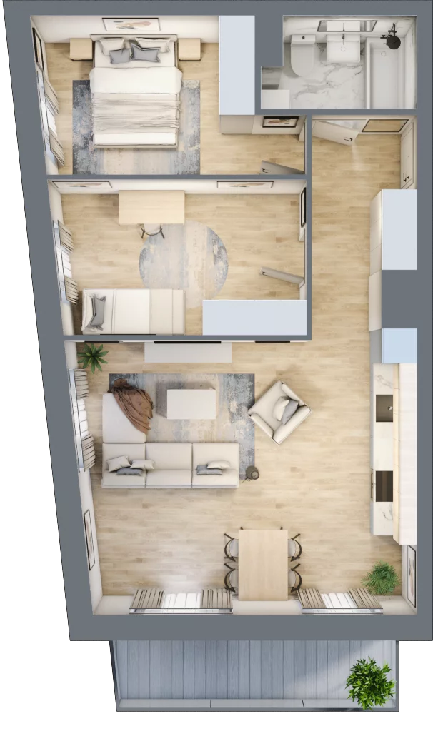 Mieszkanie 61,23 m², piętro 7, oferta nr A/44, Apartamenty nad Oławką, Wrocław, Przedmieście Oławskie, Krzyki, ul. Krakowska 98